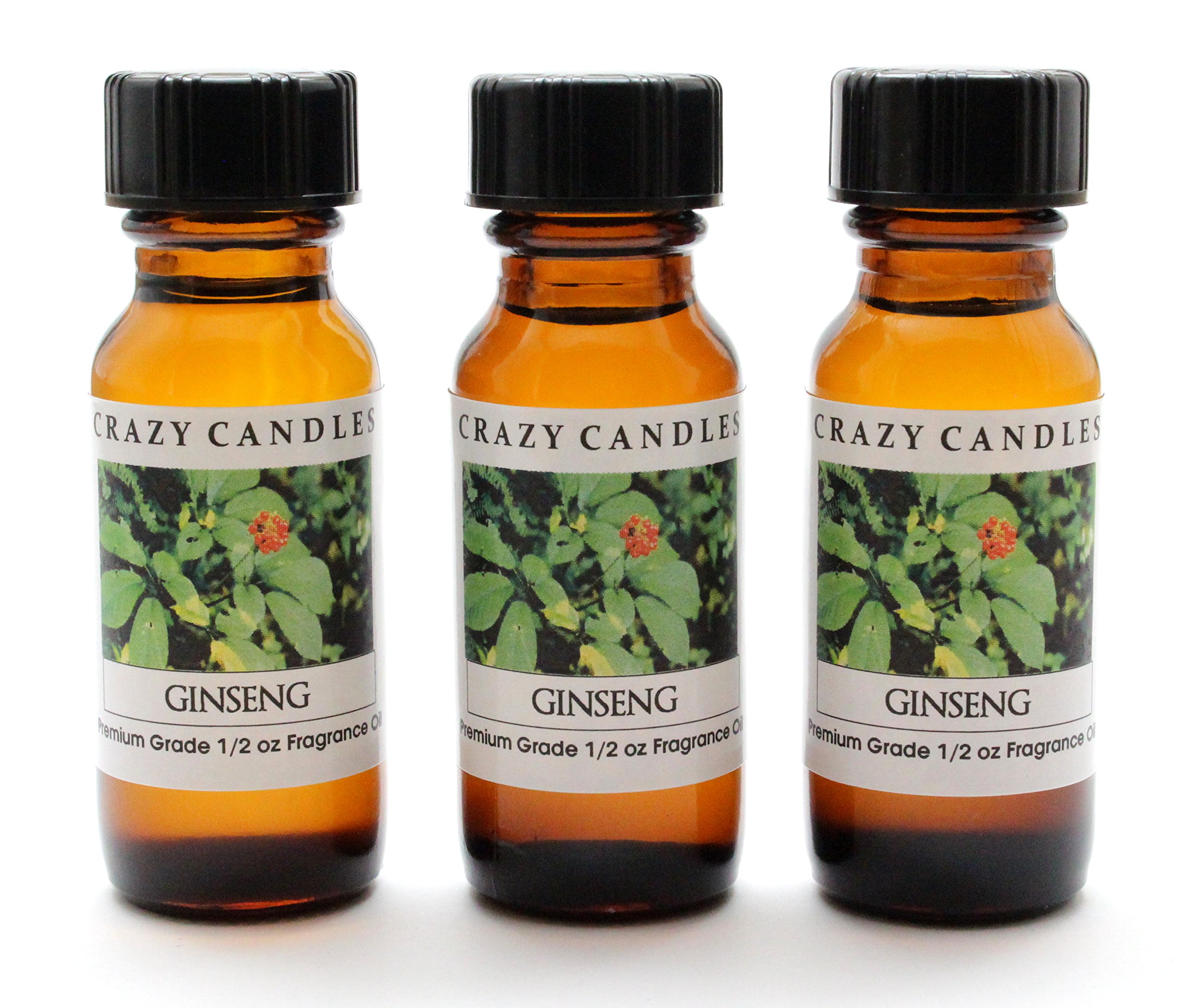 Premium Ginseng Scented Fragrance Oil - 3 Pack (1/2 FL Oz/15ml Each) - Aromatherapy, Home Scenting & DIY Candle Making Essential Oil