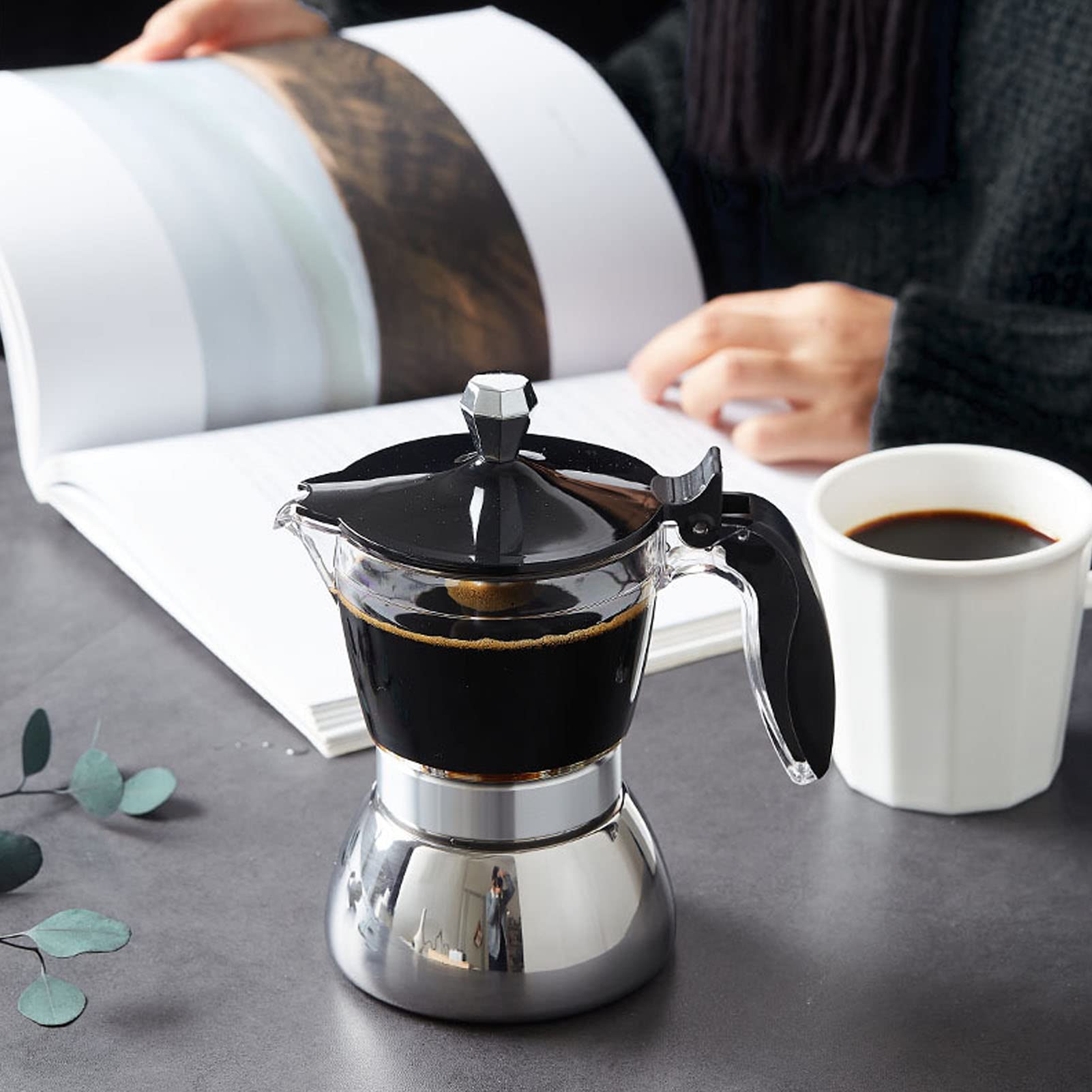 6-Cup Stainless Steel Italian Octagonal Moka Pot - Stovetop Espresso Maker with Ergonomic Handle for Home Brewing | Perfect for Coffee Lovers, Gifts & Camping Trips