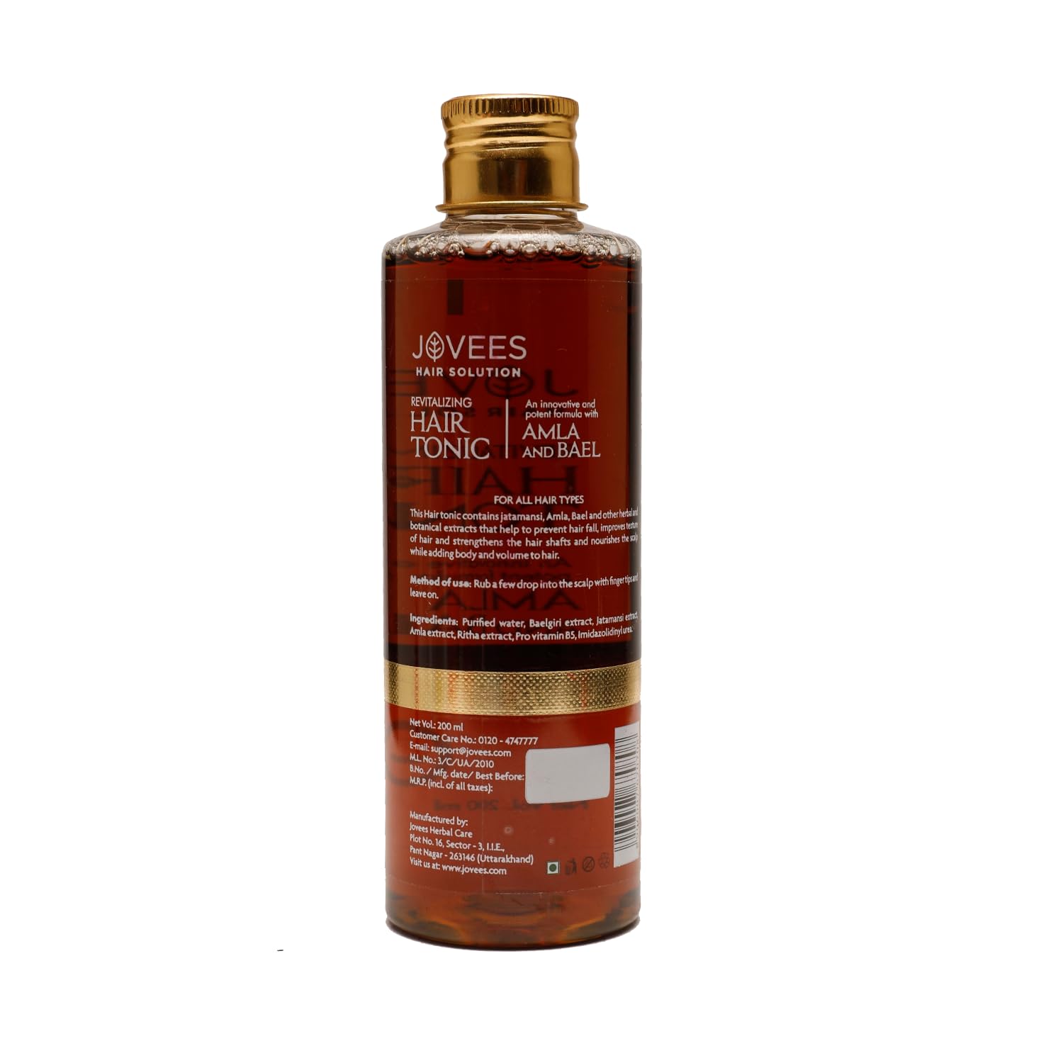 Jovees Herbal Revitalizing Amla & Bael Hair Tonic - Promotes Hair Growth, Volume & Protection | Strengthens & Thickens Hair for All Hair Types | 100ml | Perfect for Daily Hair Care & Damage Repair