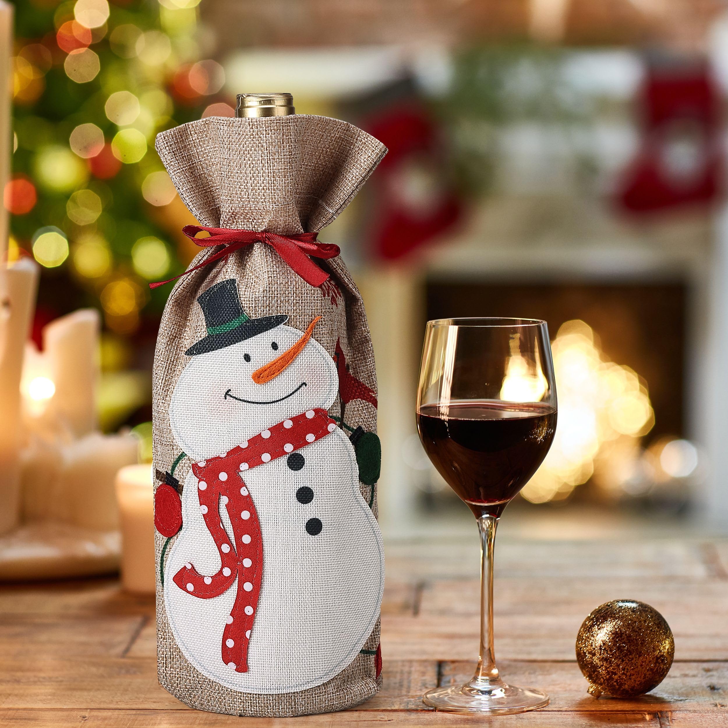 Mr. Pen Christmas Wine Bags 2 Pack - Burlap Drawstring Wine Bottle Gift Bags for Holiday Gifting, Party Favors & Festive Decor (Red & Green) - Perfect for Christmas Parties, Hostess Gifts & Wine Lover Presents
