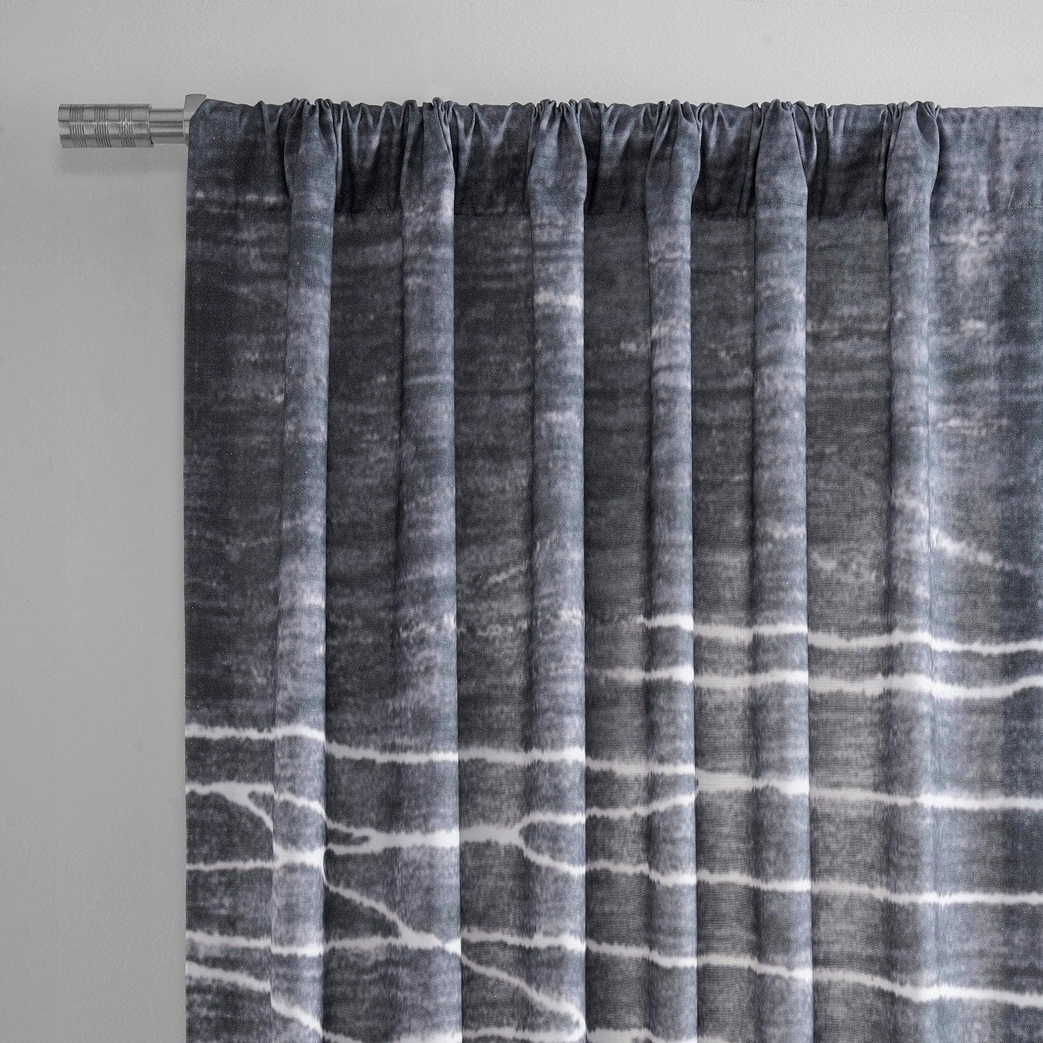 Coal Black Abstract Textured Printed Cotton Curtains for Living Room & Bedroom - Modern Window Drapes for Home Decor