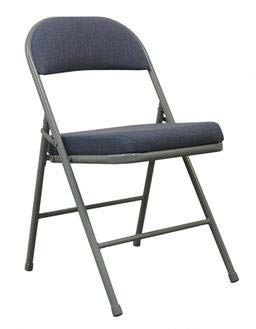 Premium Gray Steel Folding Chair with Comfortable Blue Seat - Heavy Duty & Space Saving - Perfect for Events, Parties, Camping & Home Use