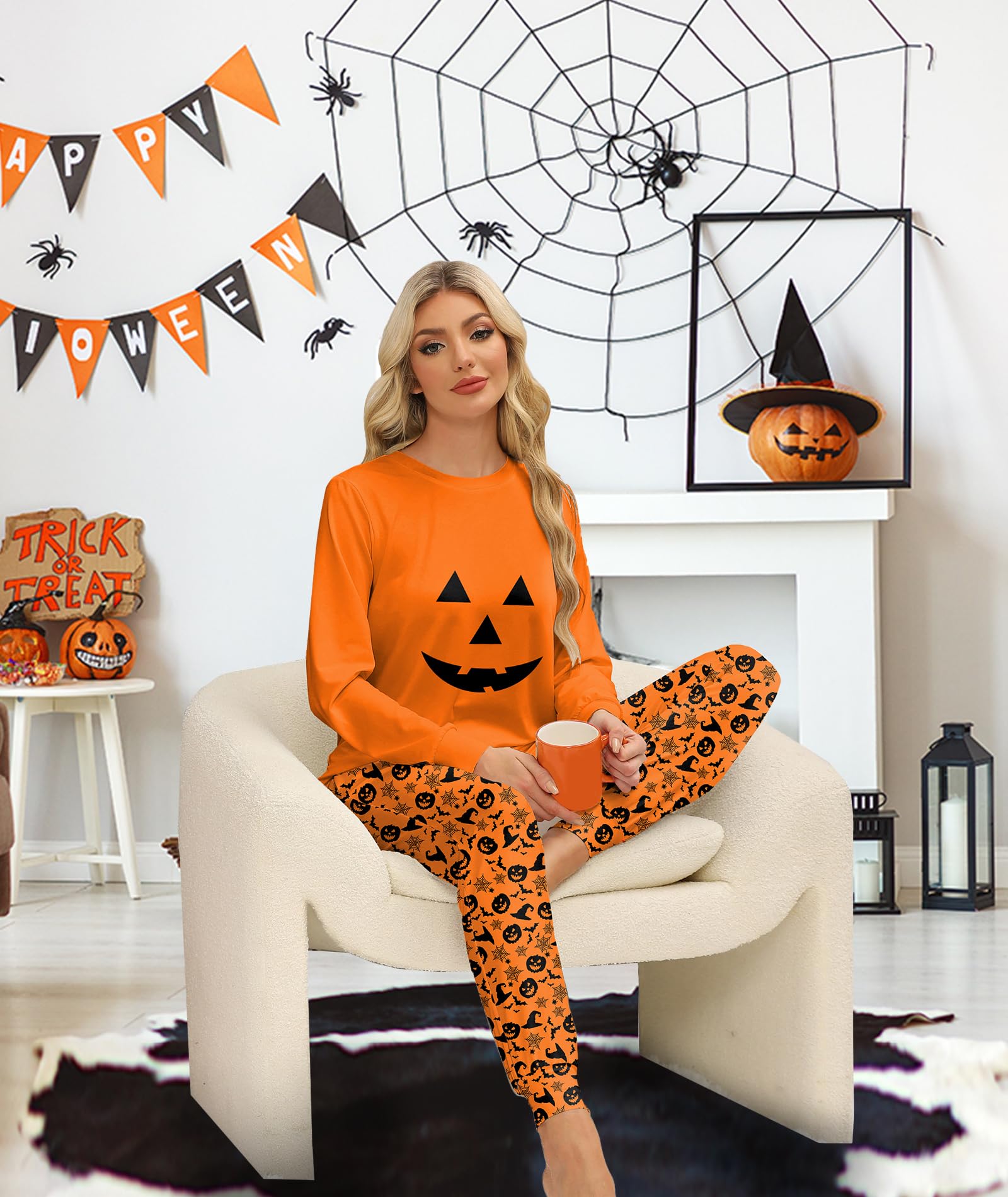 Women's Long Sleeve Pajama Set with Jogger Pants - Soft Cotton Sleepwear & Lounge Set with Pockets - Perfect for Relaxing at Home, Sleeping, or Traveling