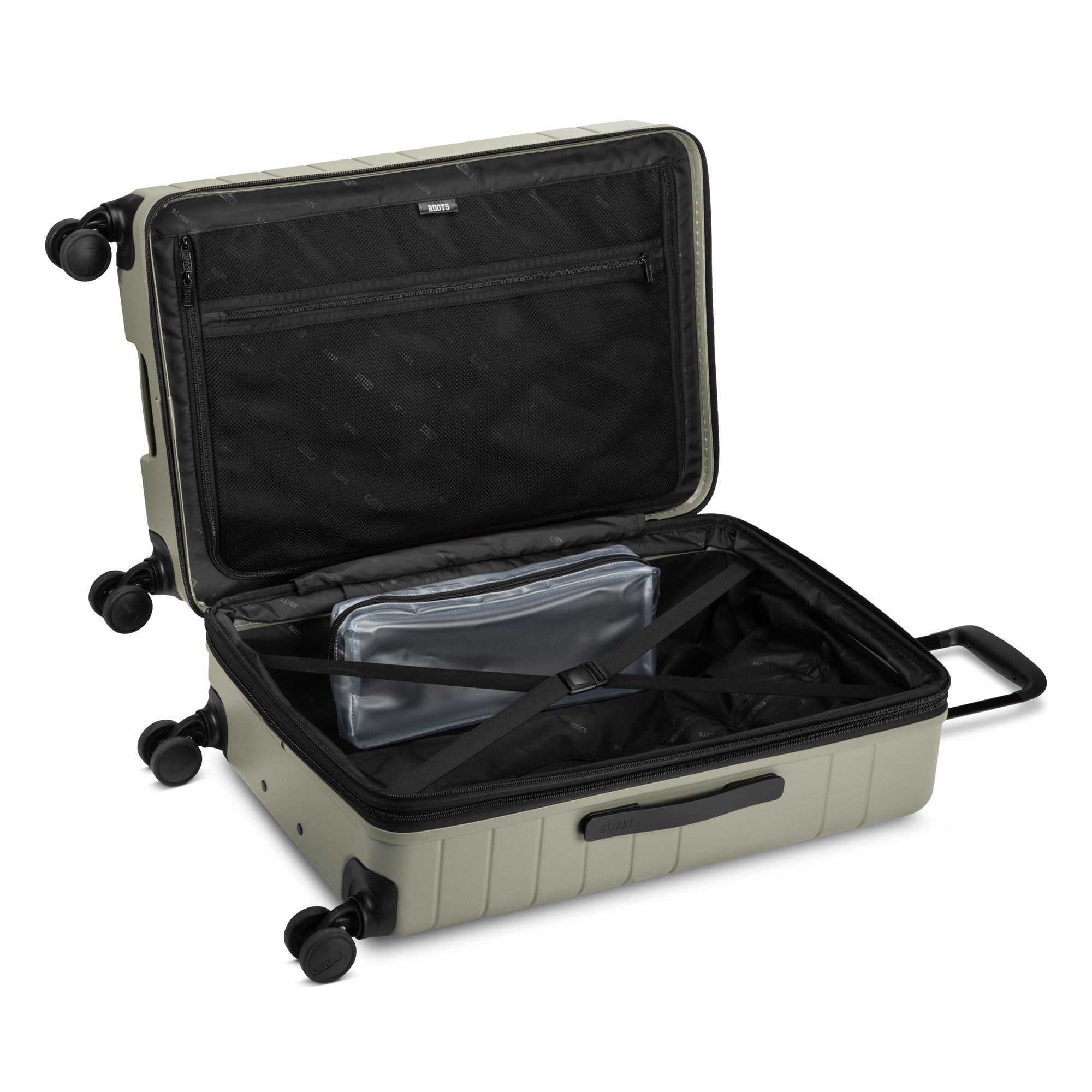 Roots Travel Expandable Spinner 24 Medium Luggage - Lightweight Carry-On Suitcase with 360° Wheels for Business Trips & Weekend Getaways