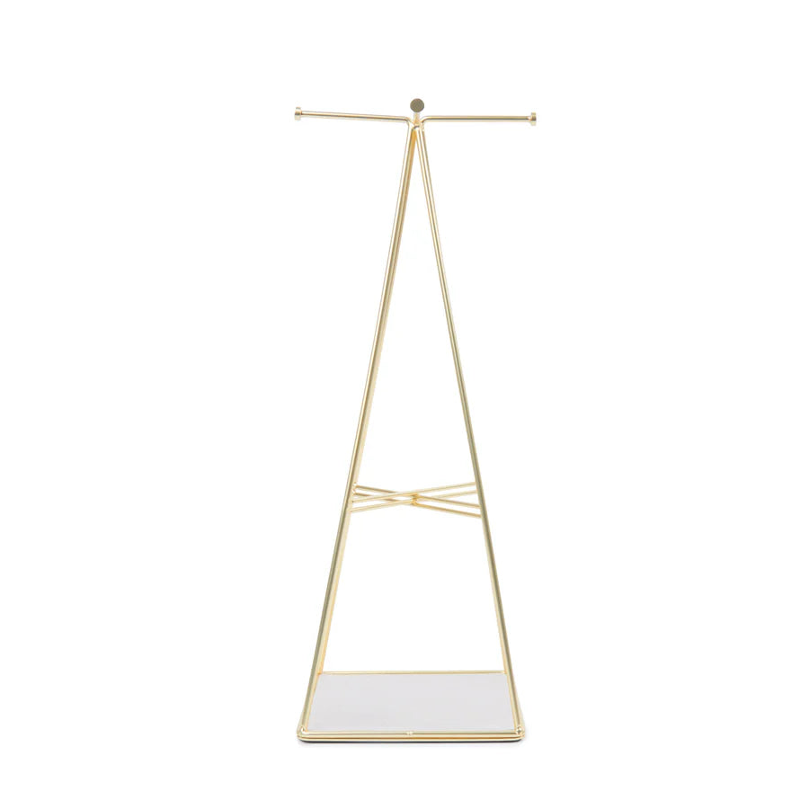 Prisma Jewelry Stand Mat Brass - Elegant Display for Necklaces, Rings & Earrings - Perfect for Vanity, Dresser & Jewelry Organizer