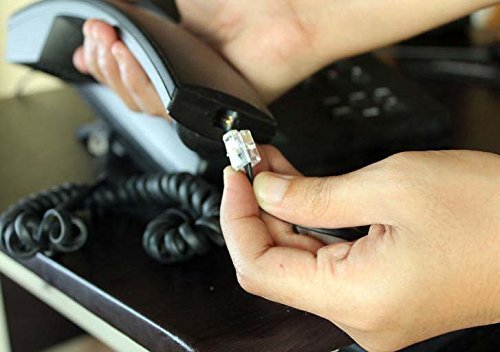 iMBAPrice® (2 Pack) Heavy Duty Black Coiled Telephone Headset Cable - 12 Feet Replacement Cord for Office Phones, Call Centers & Customer Service Desks