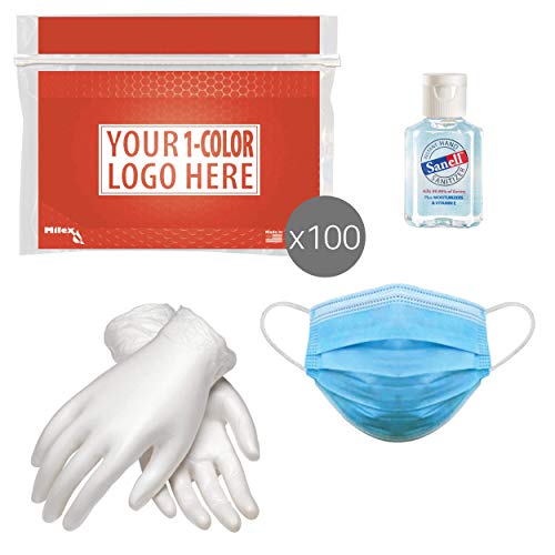 Go2Kits Custom PPE Kit for Daily Personal Protection - 100 Pack (Red) | Essential Safety Supplies for Healthcare Workers, Schools & Offices