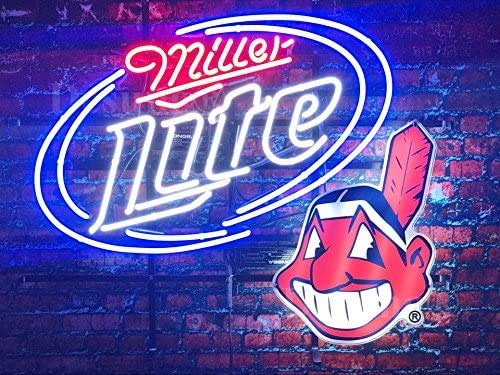 Cleveland Sports Club Indian Beer Bar Neon Light Sign - 24in x 20in Handcrafted LED Beer Sign for Bars, Man Caves & Game Rooms
