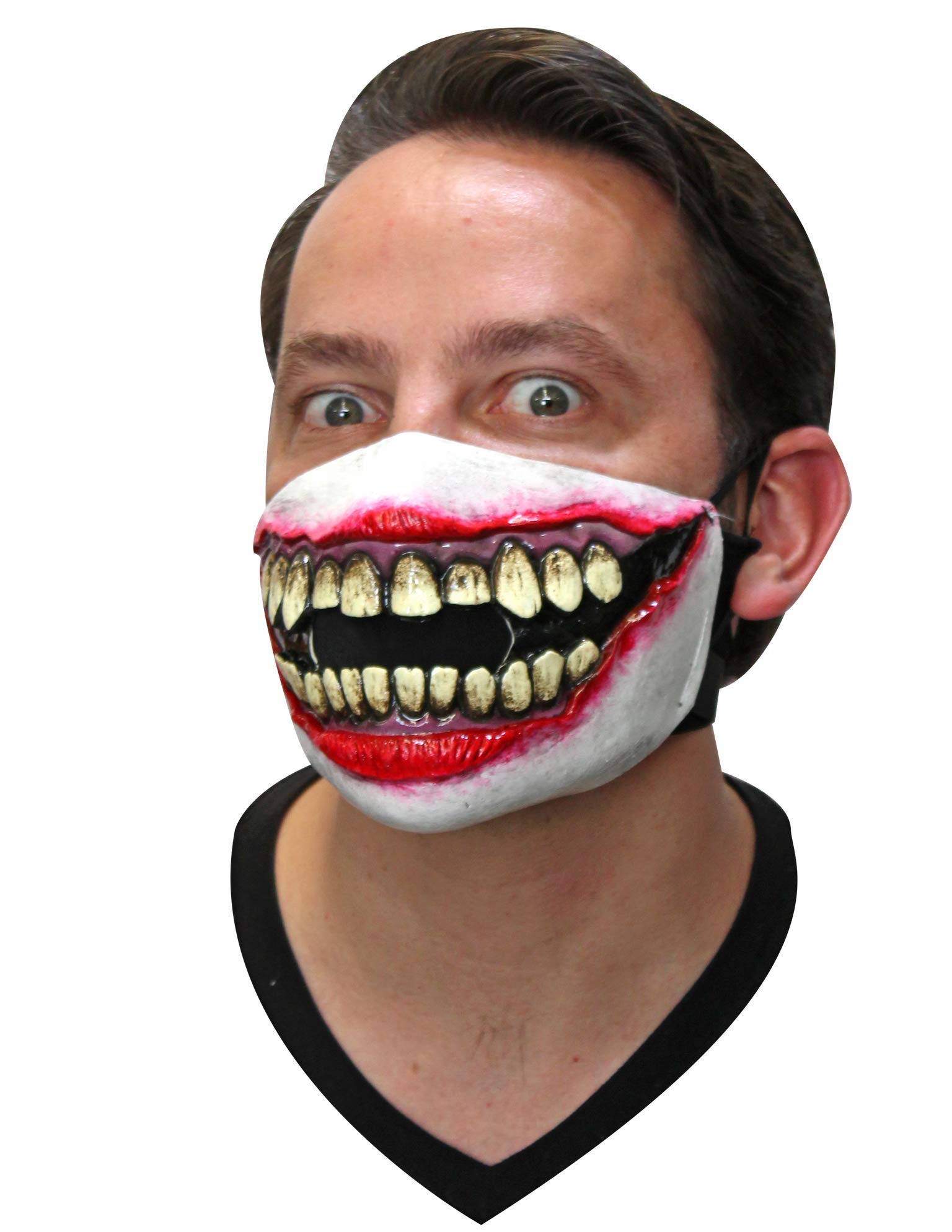 Ghoulish Productions Creepy Smile Latex Muzzle Mask - Big Red Smile Protective Halloween Mask for Adults (One Size) | Perfect for Halloween Parties, Cosplay, Haunted Houses & Horror Events