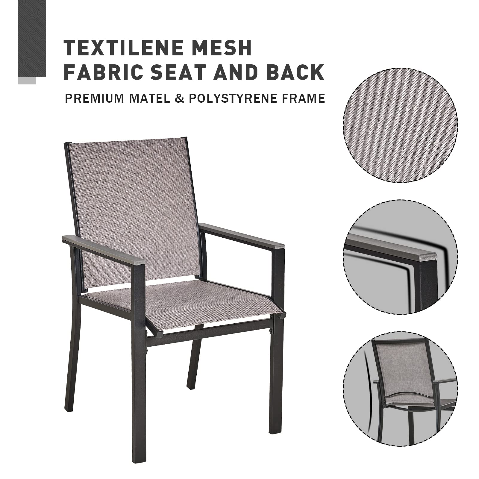 MEOOEM 2-Piece Patio Dining Chairs Set - Textilene & Metal Outdoor Chairs, Weather-Resistant Modern Garden Furniture for Backyard, Poolside & Deck Use