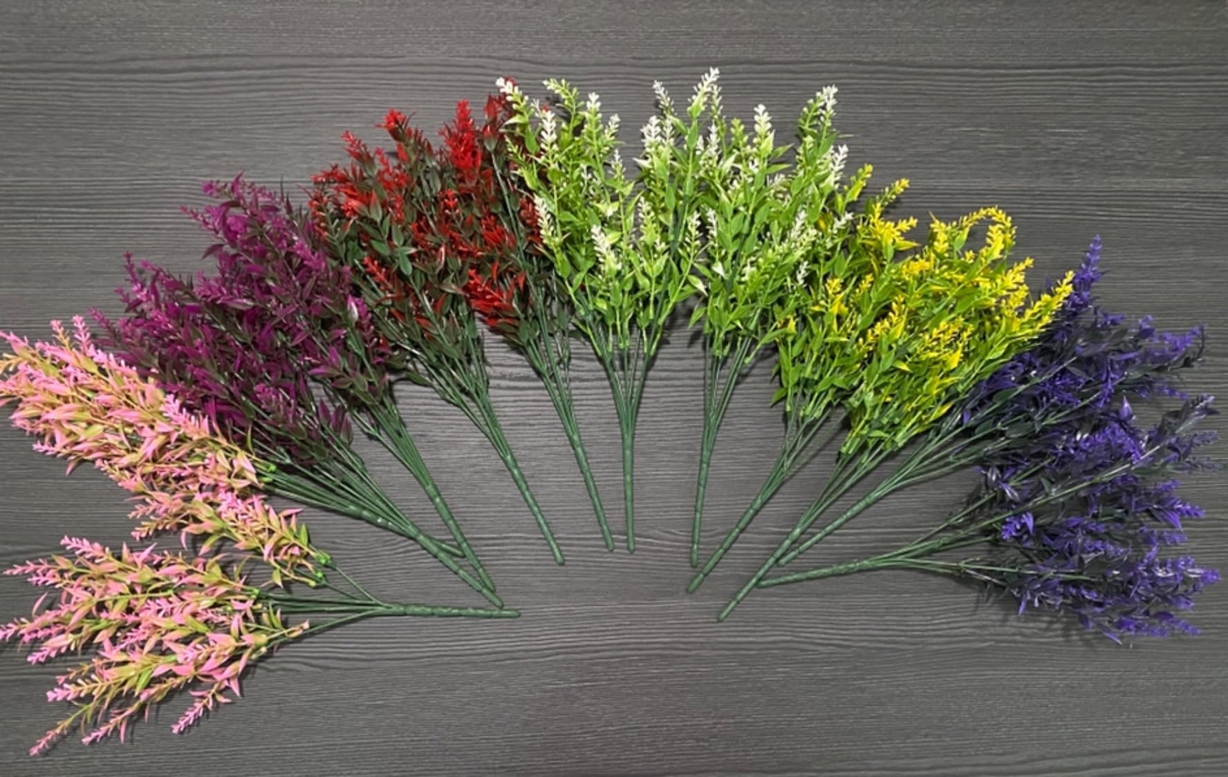 STYLIFING 12 Bundles UV Resistant Artificial Flowers - Fade Proof Outdoor Fake Lavender Plants for Garden, Porch & Window Box Decor - Perfect for Home, Wedding & Party Decoration