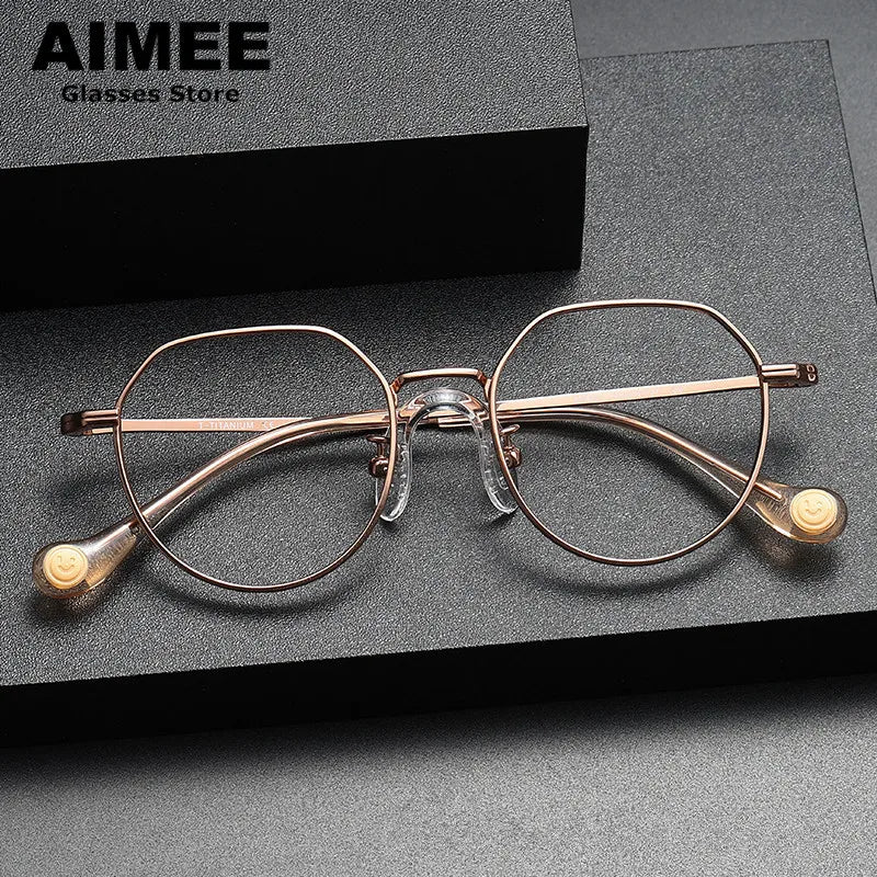 Aimee Unisex Youth's Full Rim Flat Top Round Titanium Eyeglasses 80952 - Lightweight Durable Frames for School, Reading & Everyday Wear