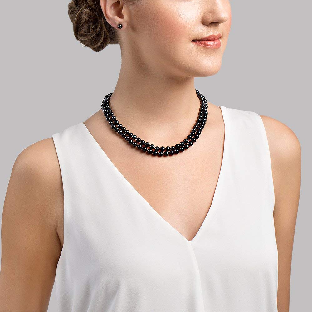 14K Gold Black Akoya Pearl Necklace for Women - Elegant Gift
