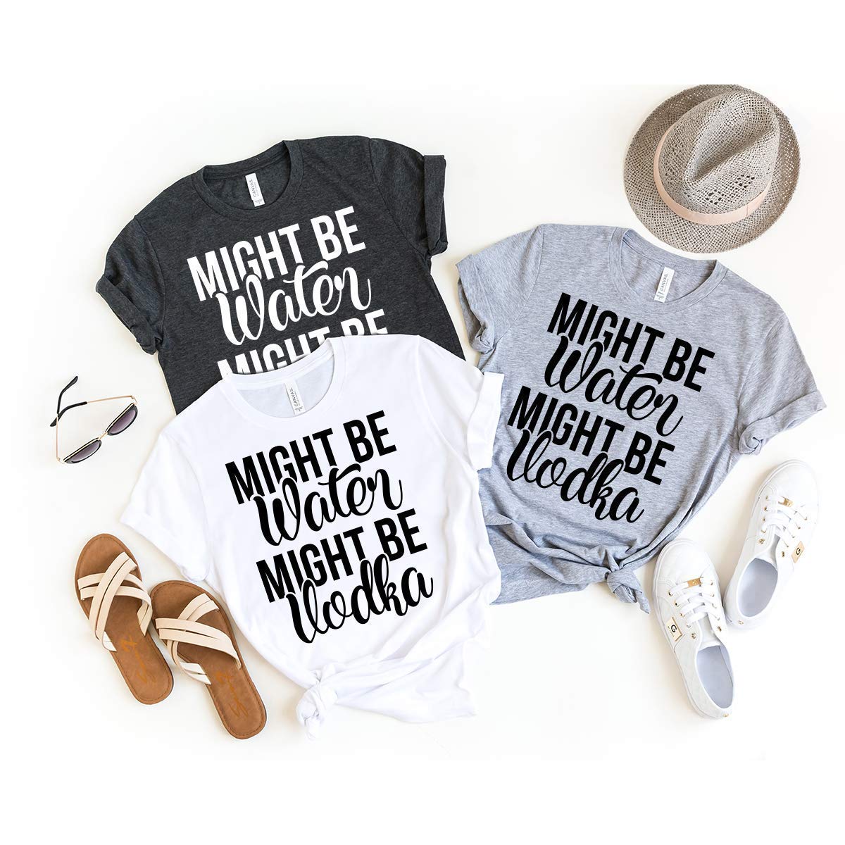 Funny Vodka T-Shirt - 'Might Be Water Might Be Vodka' Saying Tee for Women - Perfect for Parties, Graduation & Casual Wear
