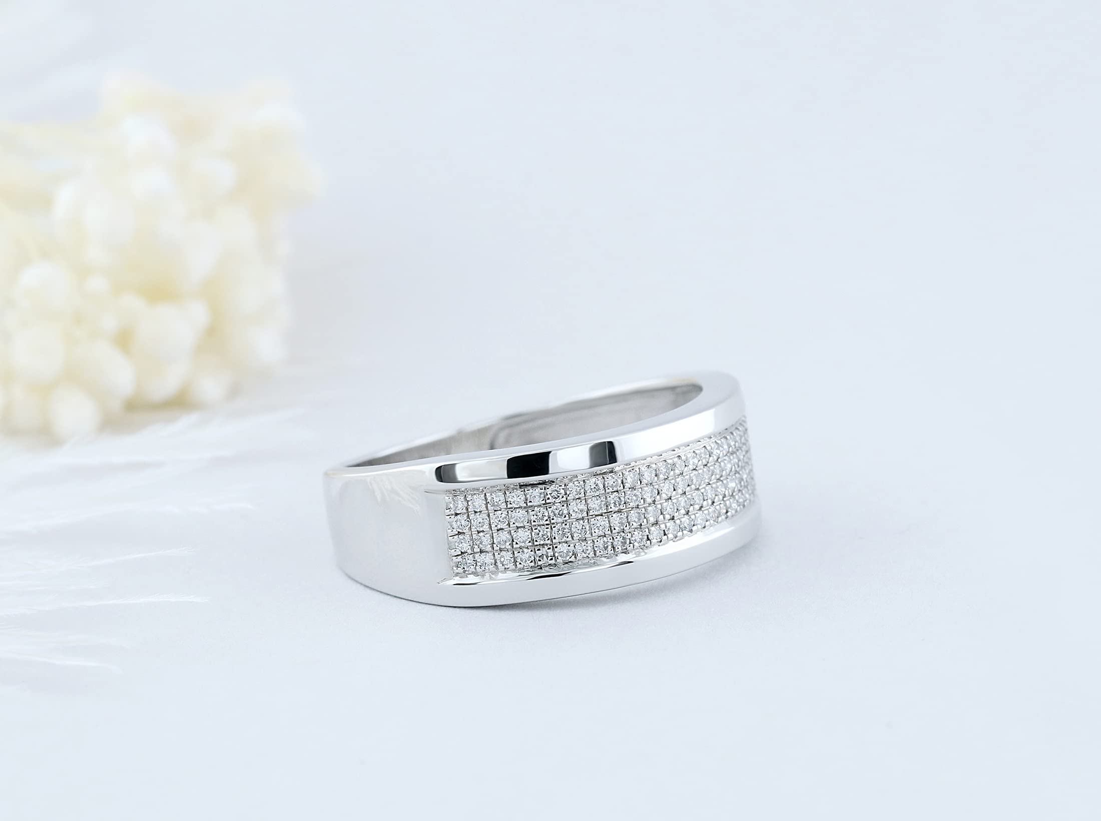 0.40ct Round Lab-Grown Diamond Men's Wedding Ring in Sterling Silver - Dazzlingrock Collection | Elegant & Flashy Band for Engagement, Anniversary & Special Occasions