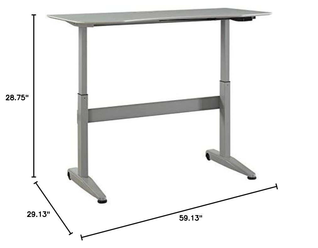 Furniture of America Glenda Adjustable Height Standing Desk - Gray Metal Frame for Home & Office Workspace | Ergonomic Sit to Stand Desk for Work, Study & Gaming