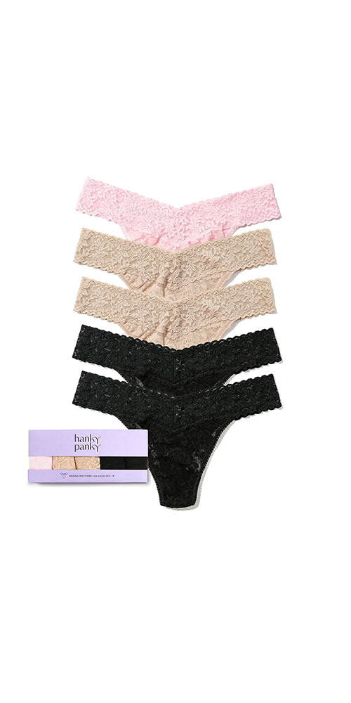 5 Pack Signature Lace® Original Rise Thongs - Soft Comfortable Women's Underwear for Everyday Wear, Workout & Sleep