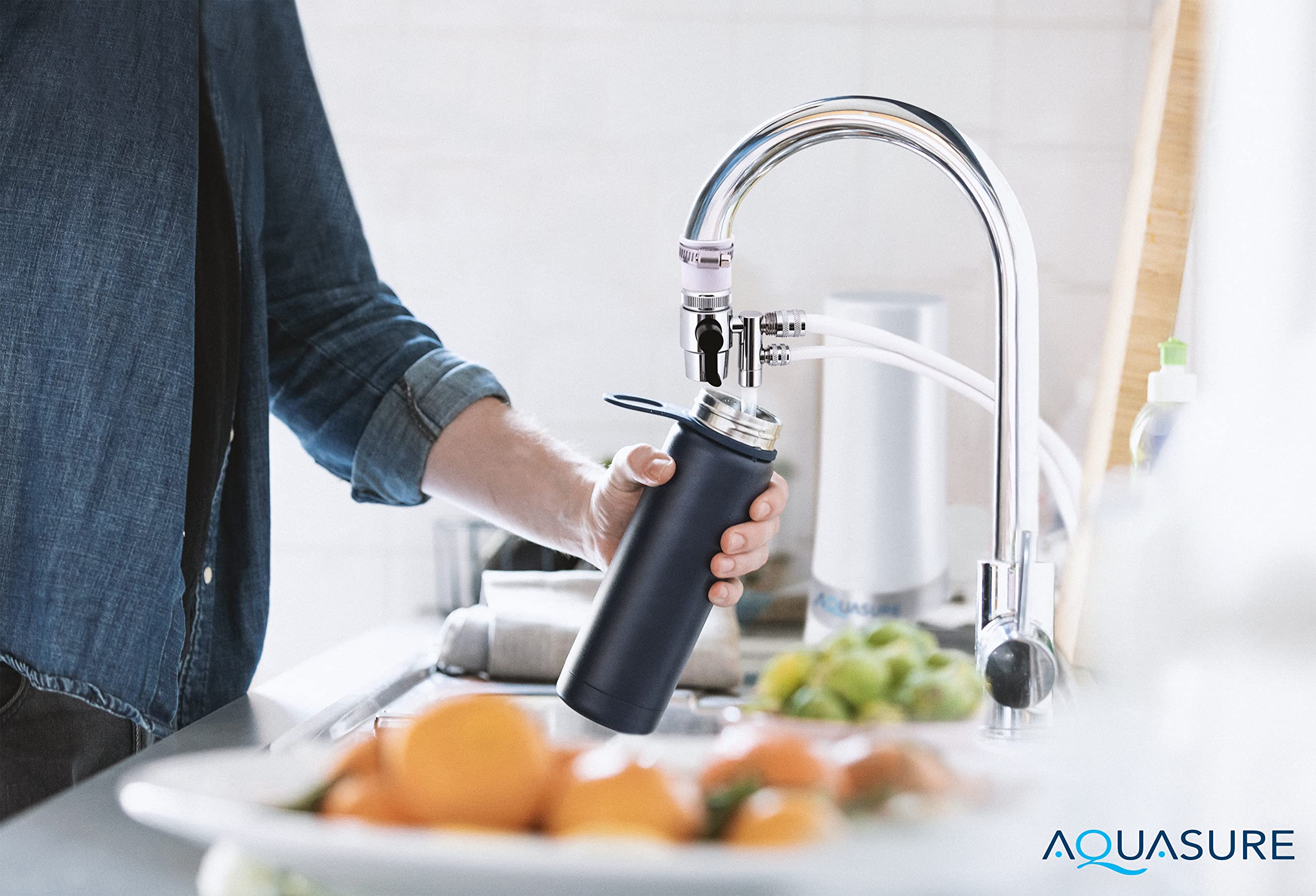 Aquasure Dash Series Countertop Water Filter System - 0.1 Micron Ultra-Filtration for Clean Drinking Water (White) | Perfect for Home, Office & RV Use