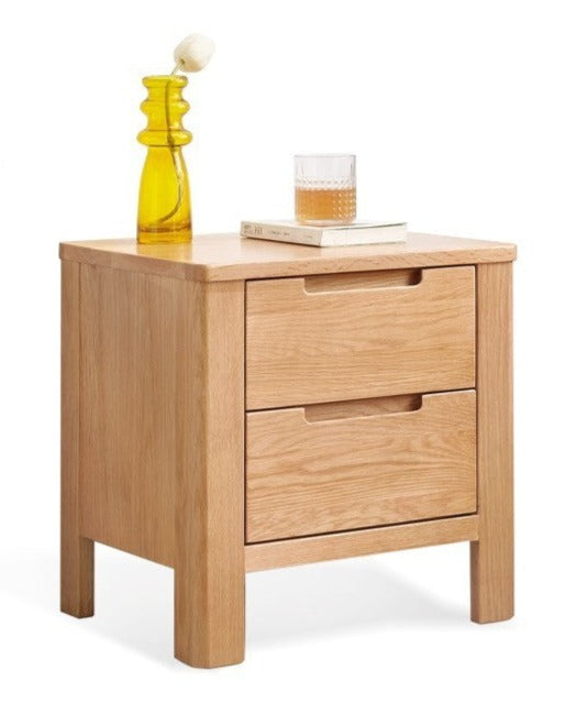 Solid Oak Wood Nightstand with Drawer - Rustic Bedside Table for Bedroom, Living Room & Office - Durable & Stylish Furniture for Home Decor