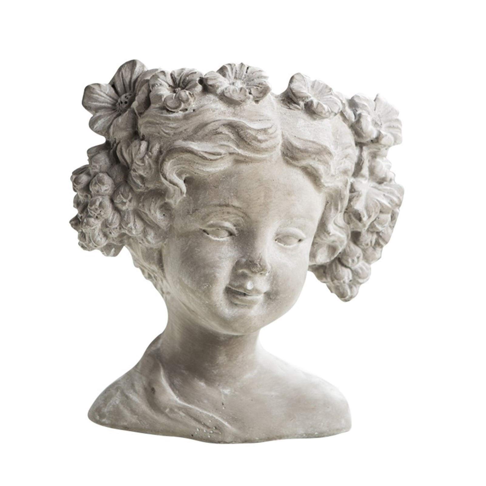 LIUSHI Outdoor Garden Decor - Creative Cement Head Planter, Retro Art Vase & Meditation Flower Pot Statue for Patio, Yard & Home Decor | Perfect for Zen Gardens, Balcony Decor & Unique Gift Ideas