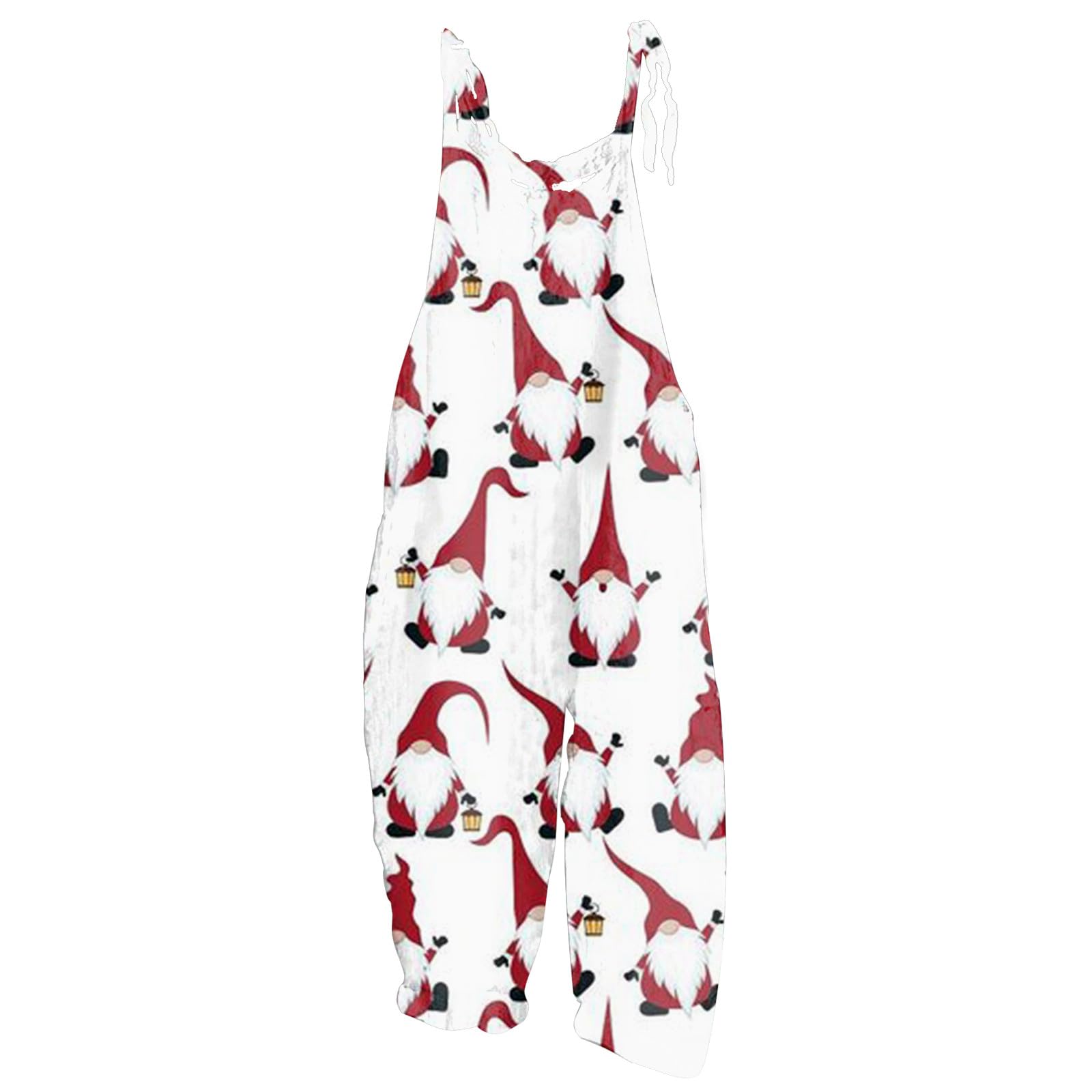 Women's Vintage Christmas Print Halter Jumpsuit - Sweet Little Fresh Casual Romper (S-3XL) | Holiday Party Outfit, Christmas Family Gathering, Winter Photoshoot
