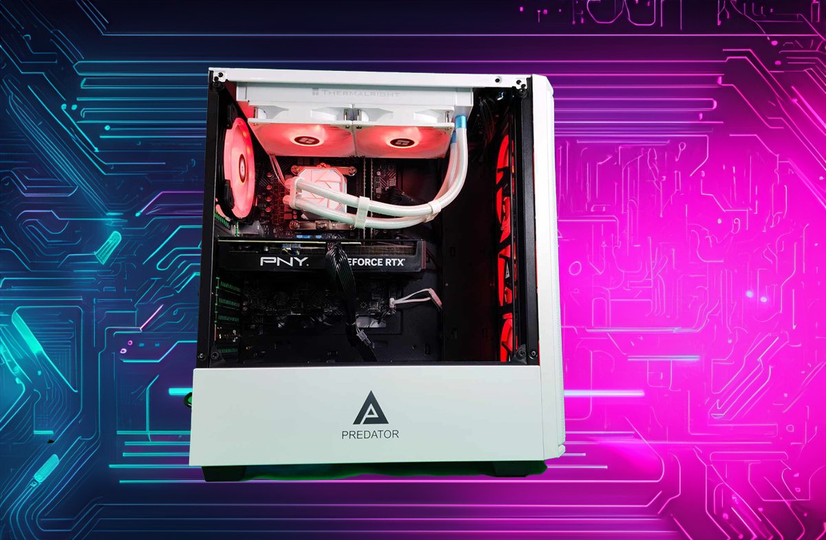 Predator Custom Gaming Desktop PC - AMD Ryzen 5, RTX 4070, 1TB SSD, 16GB DDR4, RGB Lighting, WiFi 6, Windows 11 (White) - Ultimate Gaming & Streaming Setup for Esports & Content Creation