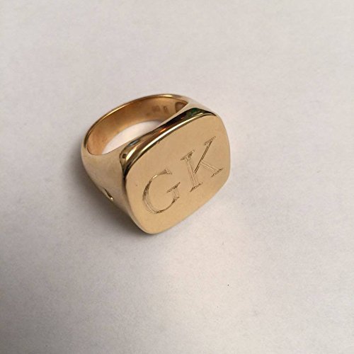 Personalized Gold Square Signet Ring - Custom Engraved Monogram Ring for Men & Women - Perfect for Weddings, Gifts, and Professional Style
