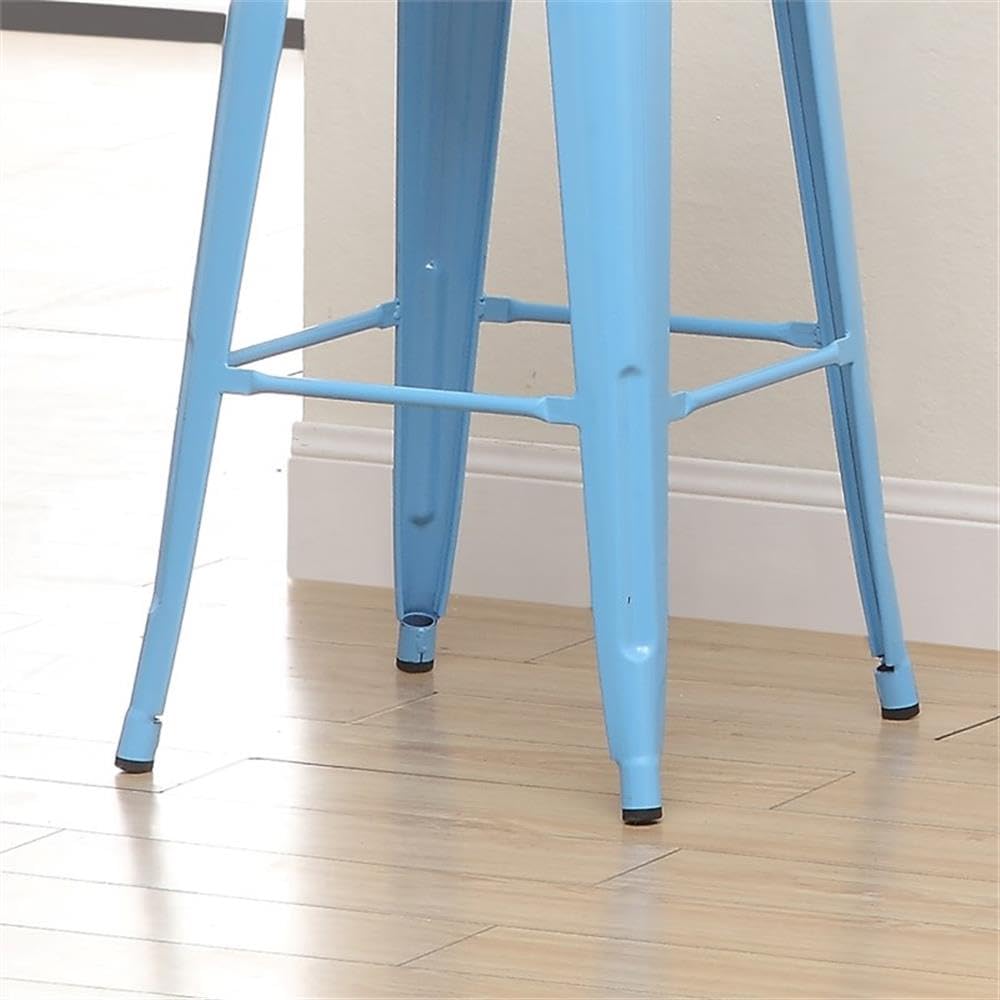 Karthe Modern Steel Stool Set of 2 - Blue Bar Stools for Kitchen Island, Counter Height & Industrial Style Home Decor - Durable Metal Stools with Comfortable Seat