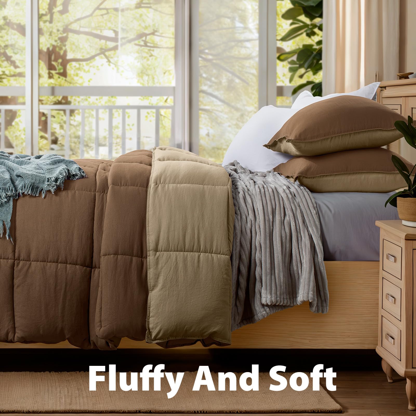 Premium Twin Size Comforter Set with 1 Sham - Ultra Soft Down Alternative Duvet Insert, Reversible All-Season Bedding, Lightweight & Machine Washable (Cub/Elmwood) - Perfect for Kids' Rooms, Guest Beds & Dorm Essentials