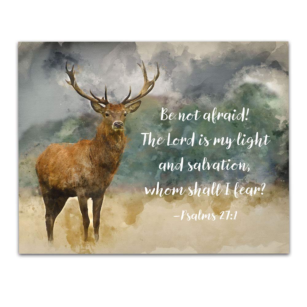 Bible Verse Wall Print Psalms 27:1 - 11x14 Unframed Watercolor Art for Home & Gifts