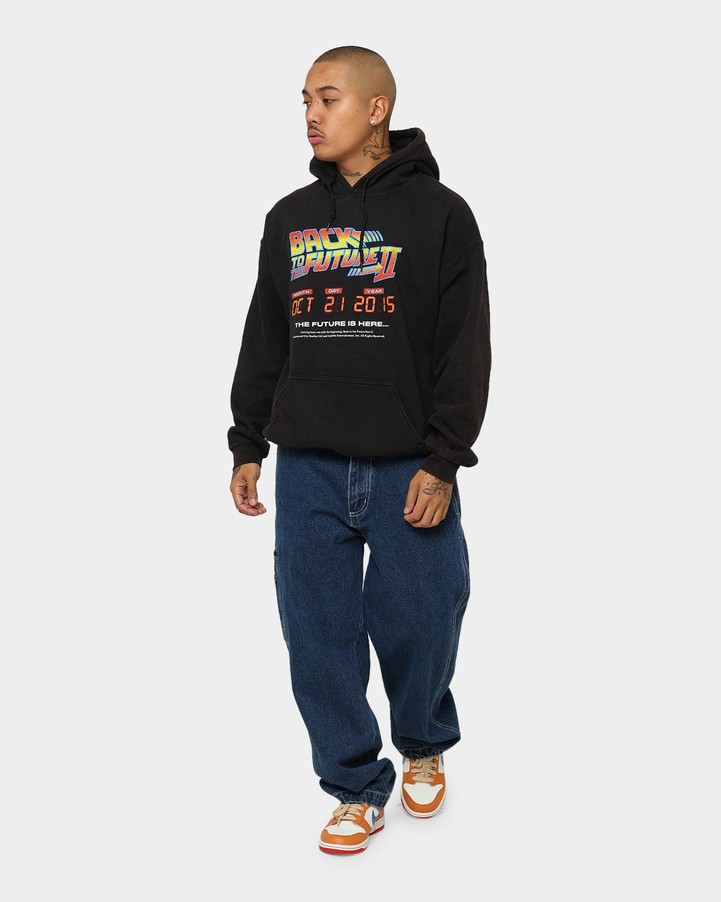 Vintage Back To The Future 2 Hoodie - Washed Black Retro Movie Sweatshirt - American Thrift Style - Perfect for Cosplay, Movie Nights & 80s Nostalgia Fans