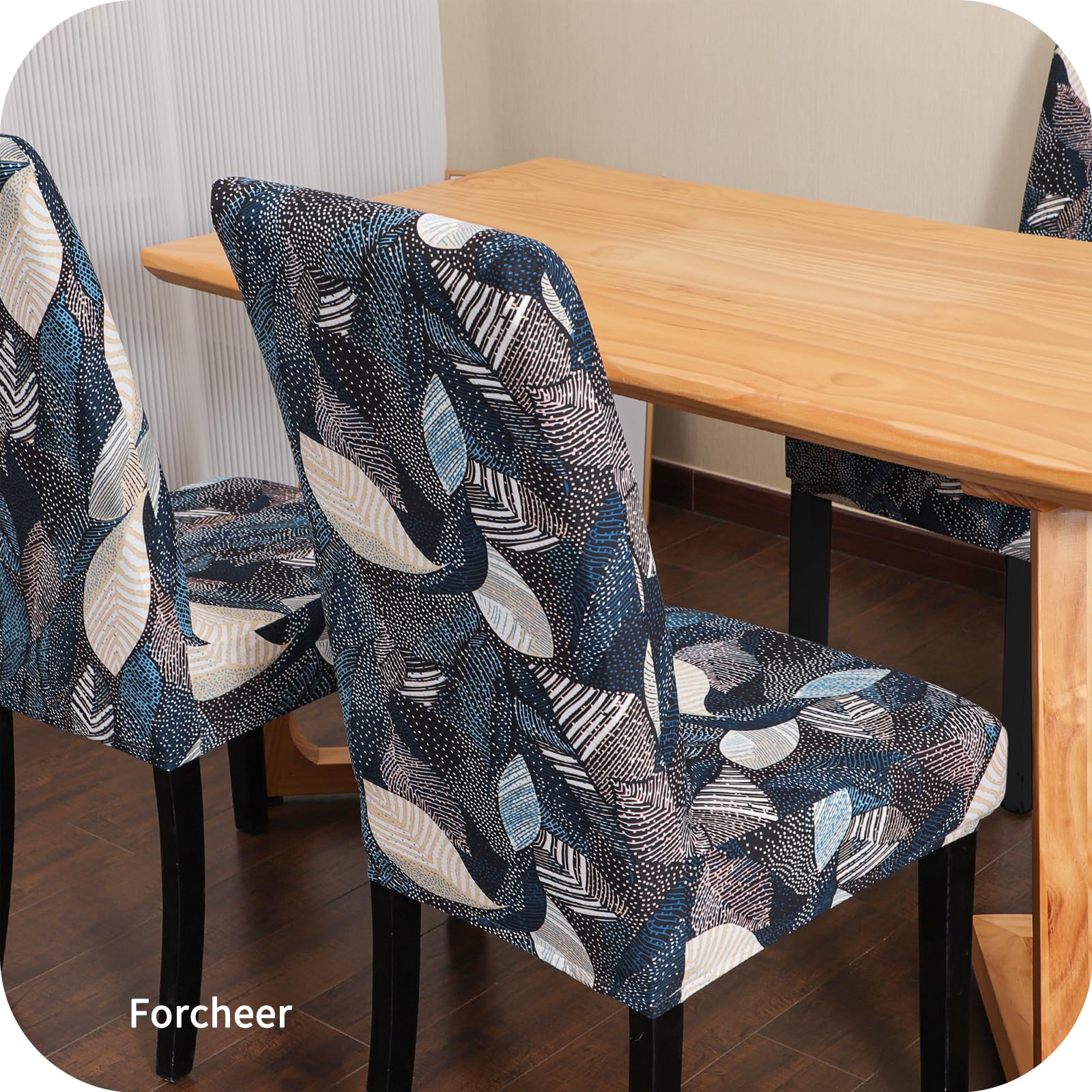 FORCHEER Stretch Dining Chair Covers Set of 6 - Floral Pattern Washable Slipcovers for Kitchen & Dining Room Chairs | Perfect for Home Decor, Parties & Everyday Use
