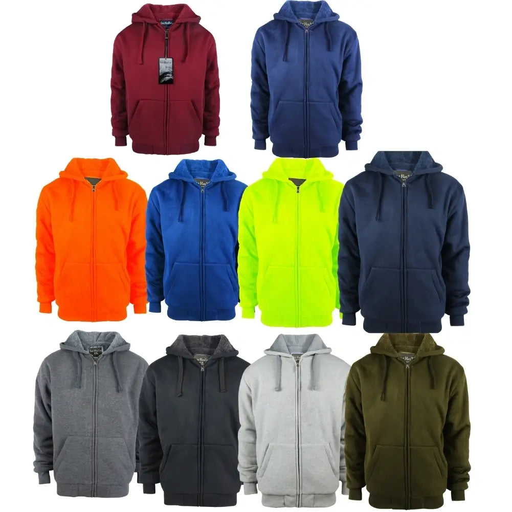 Men's Sherpa Lined Full Zip Hoodie - Warm Fleece Jacket for Winter - Cozy Pullover for Outdoor Activities & Casual Wear