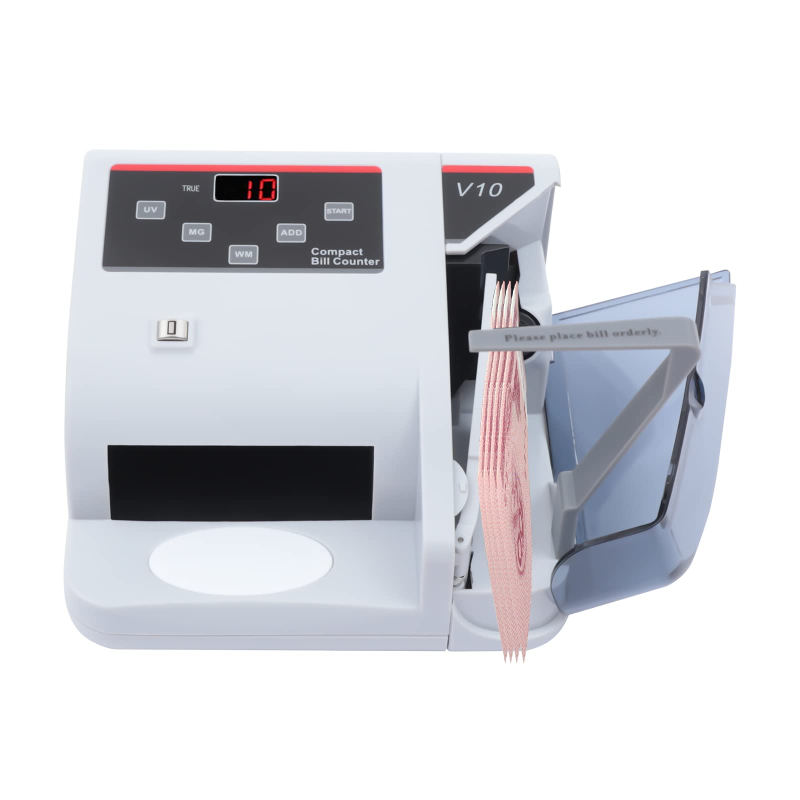 Portable Money Counter Machine with UV/MG/WM Counterfeit Detection - Multi-Currency Bill Counter for USD, EUR, GBP - 100-240V LED Display Cash Counting for Banks, Retail Stores, and Small Businesses