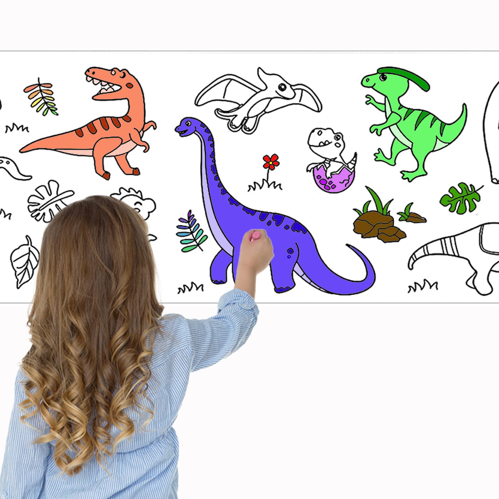 Amind4U Kids Drawing Paper Roll - 120 Inches Long Dinosaur Coloring Paper for Children, Art Supplies, DIY Craft, Gift for Boys & Girls - Perfect for Home, School, Classroom Activities & Birthday Parties