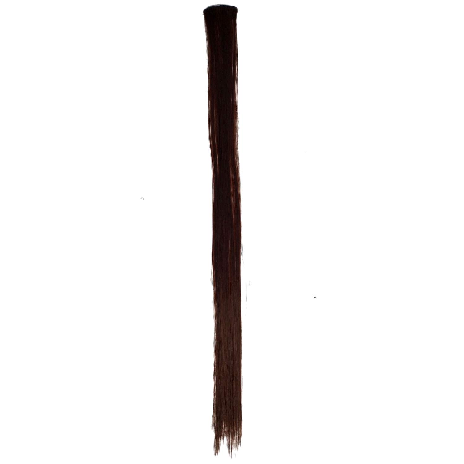 GuruEmbellish Hair Straight Strips Extensions for Women & Girls - Dark Brown Colored Hair Extensions (Pack of 1) | Perfect for Daily Styling, Parties & Special Occasions