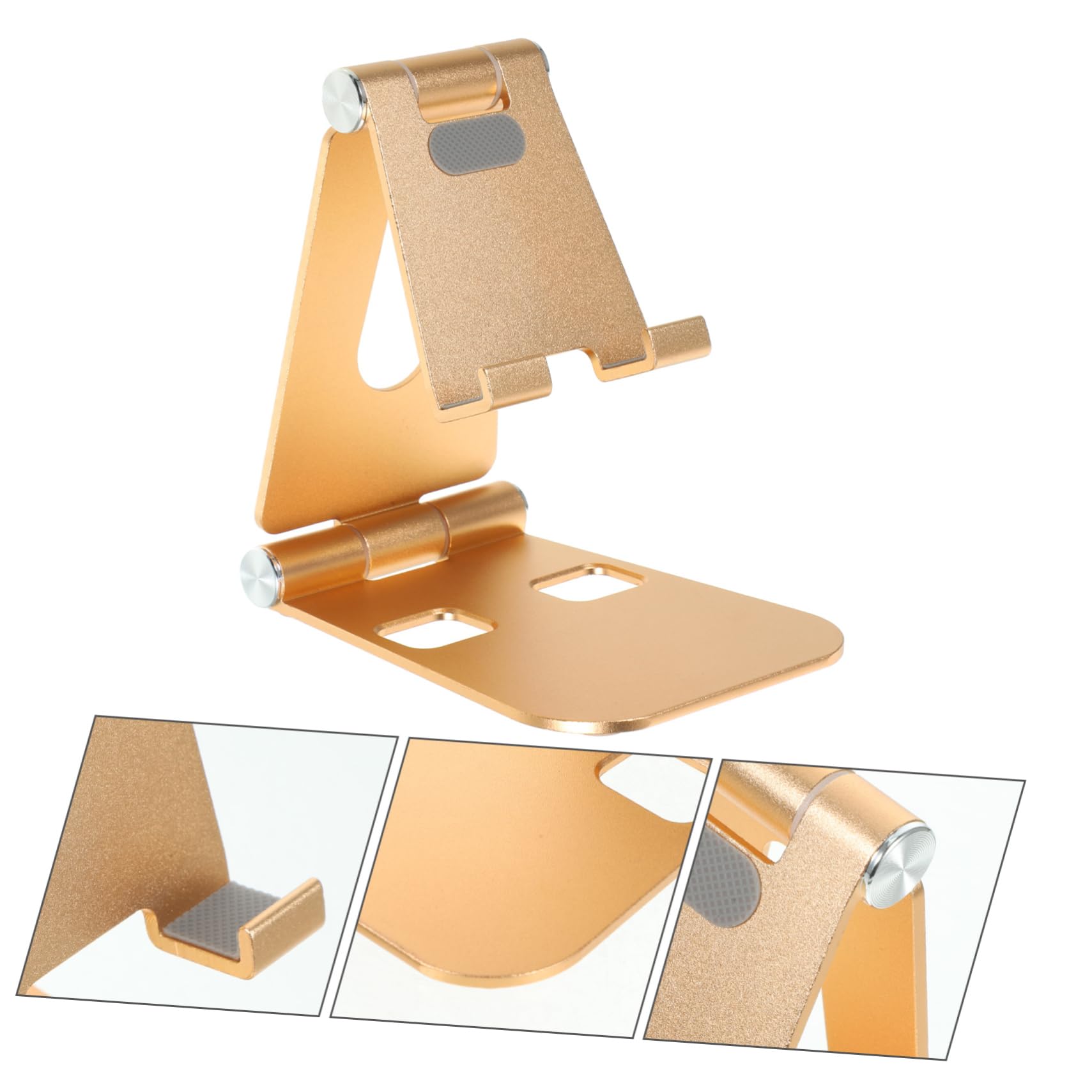 Premium Double Folding Metal Phone Stand Holder - Adjustable Phone Bracket Support for iPhone, Samsung, Tablets - Perfect for Home Office, Video Calls, Watching Movies & Hands-Free Cooking