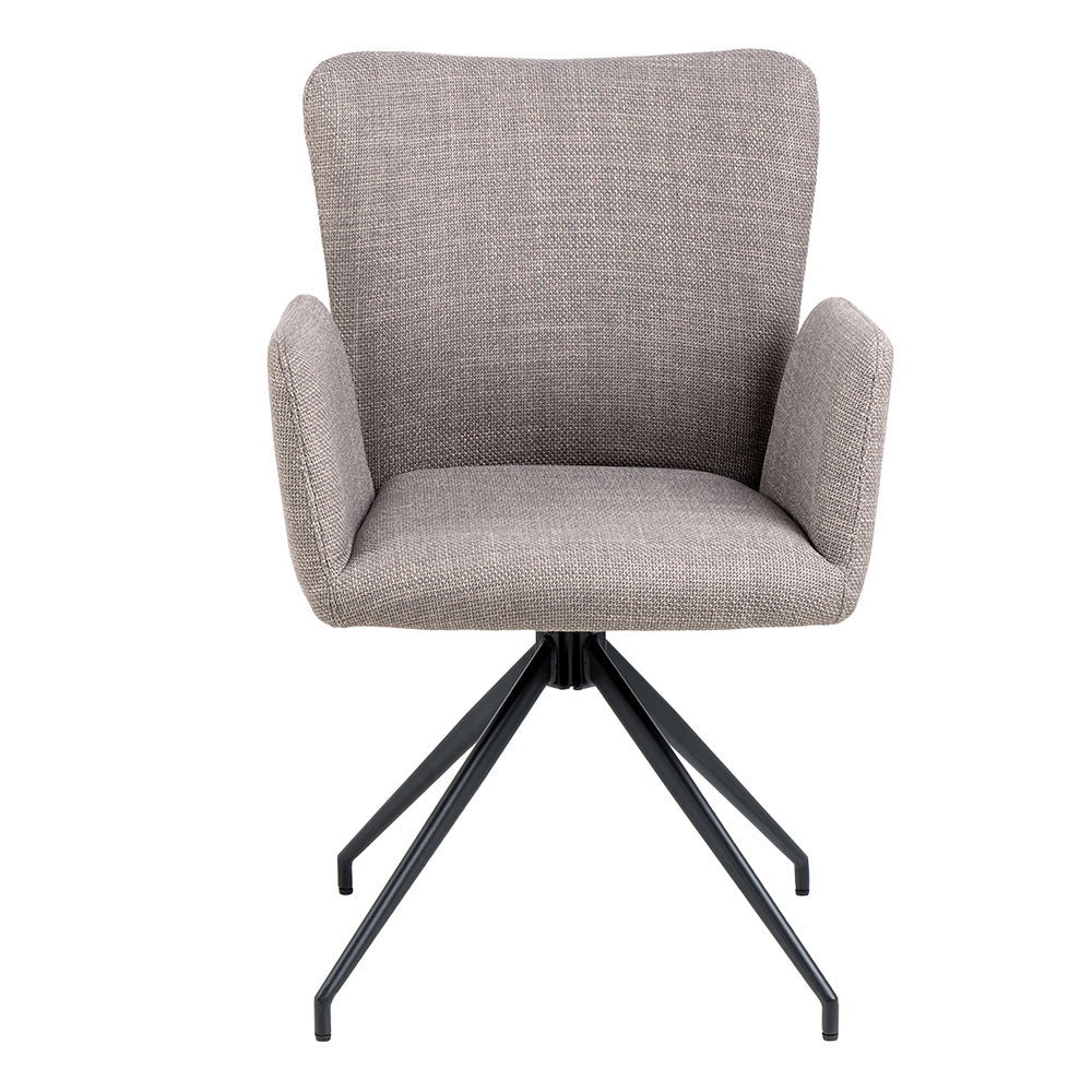 Laura Swivel Dining Chair - Grey & Black Upholstered Modern Kitchen Chair for Home, Office & Restaurant - Comfortable & Stylish Seating Solution