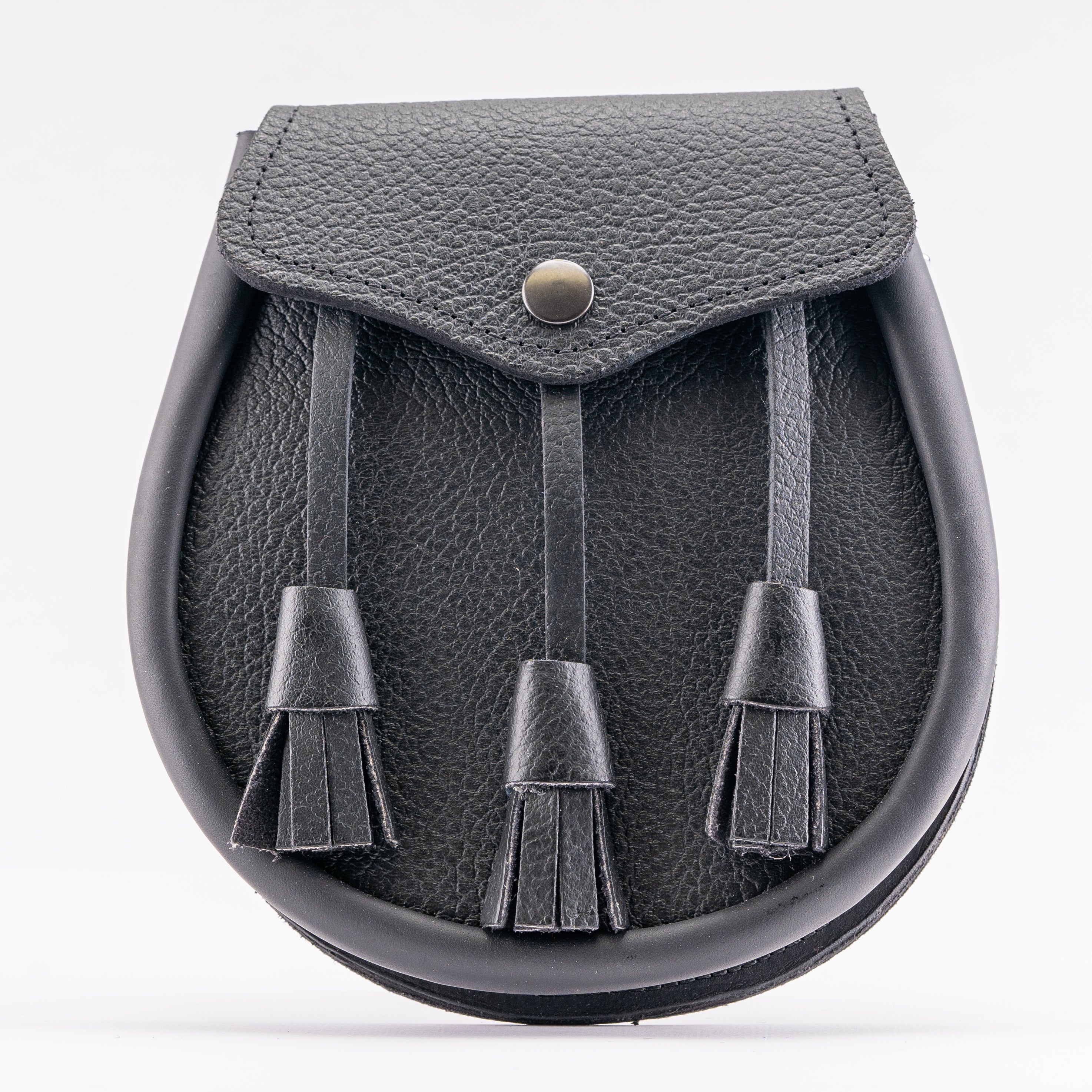 Plain Black Leather Day Sporran - Traditional Scottish Waist Pouch for Men | Perfect for Highland Dress, Weddings & Formal Events