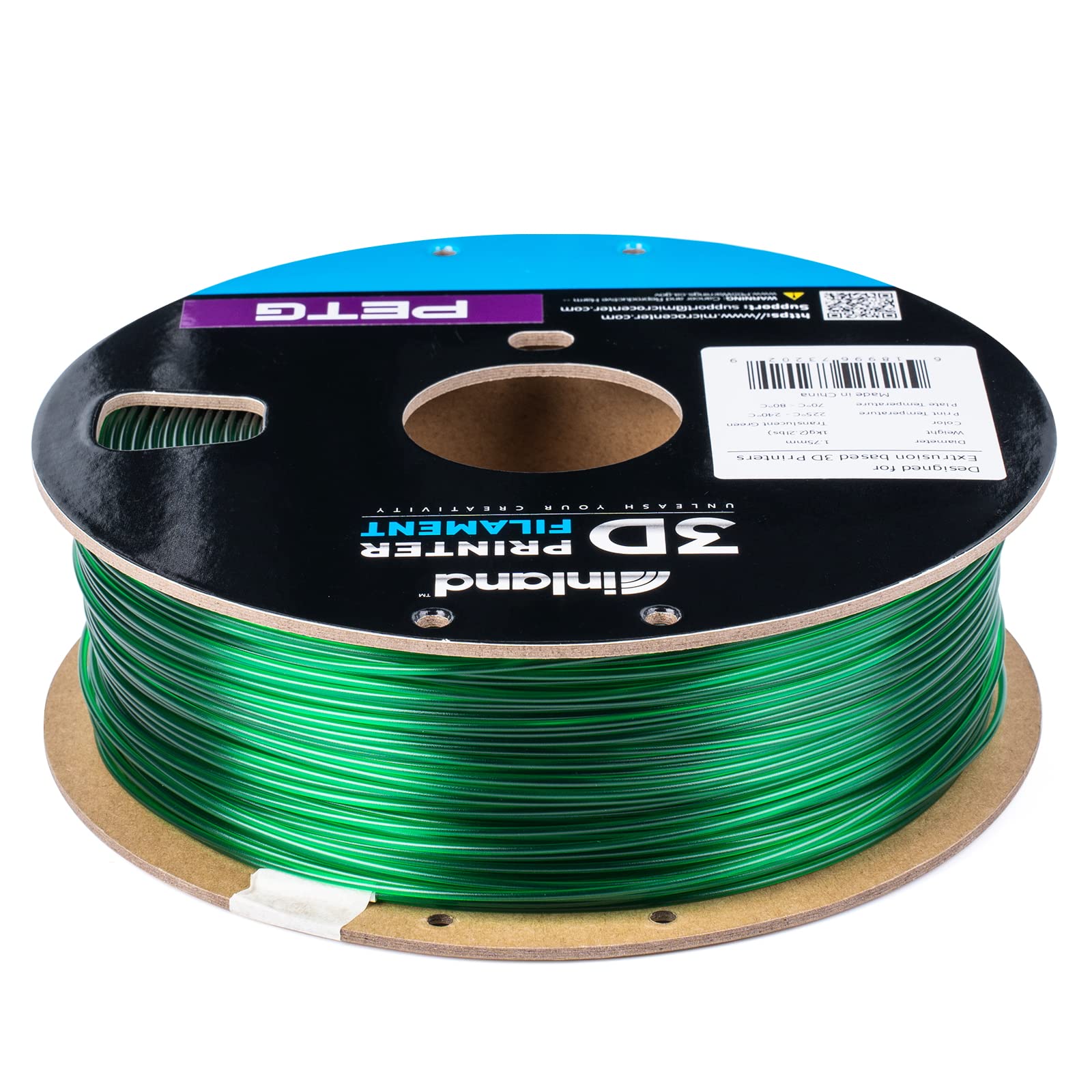 Premium PETG Filament 1.75mm for 3D Printing - Translucent Green 1KG Spool with High Precision (±0.03mm) - Ideal for Functional Prototypes, Cosplay Props & DIY Projects