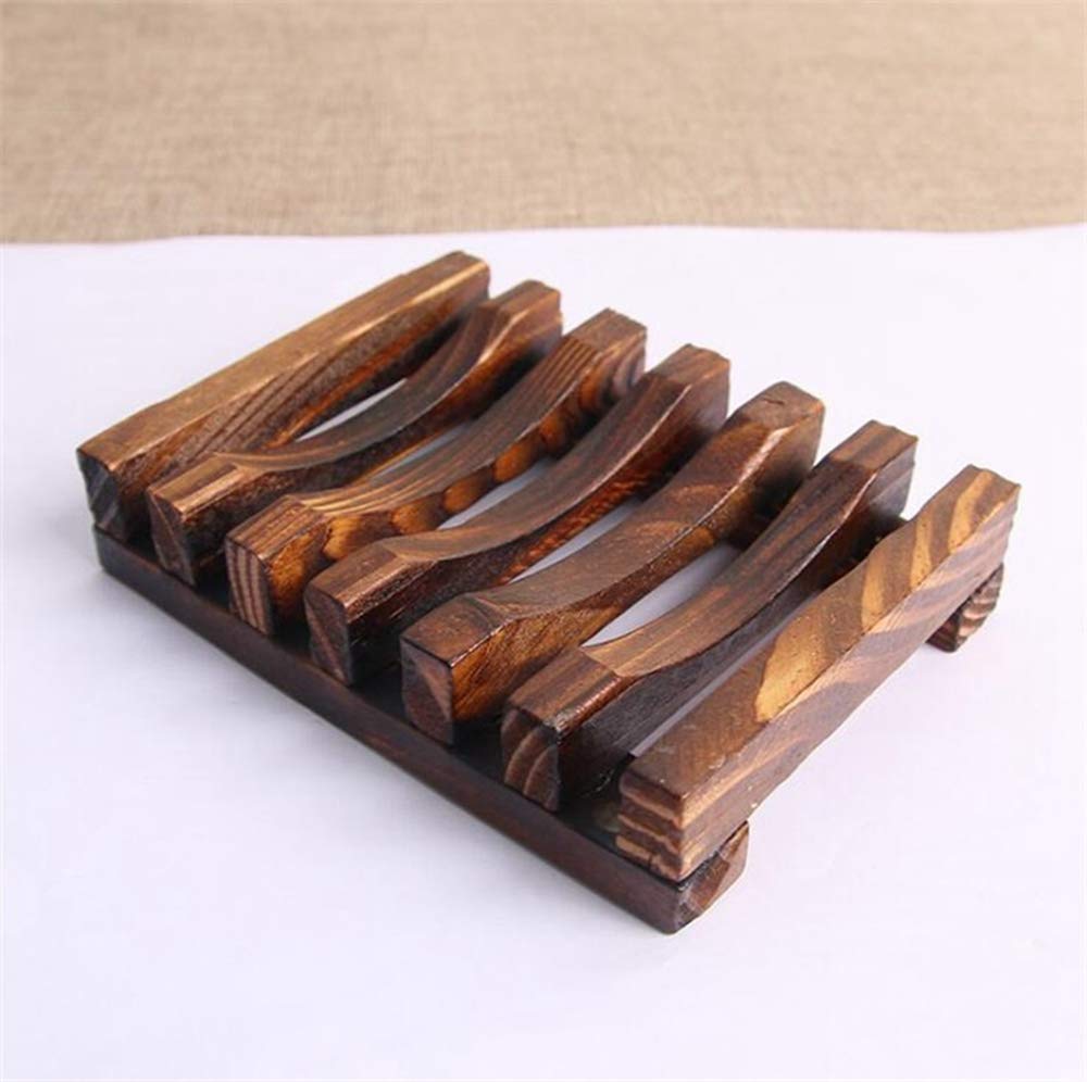 Vintage Charcoal Wooden Soap Dish - Natural Bathroom Soap Holder with Drainage, Eco-Friendly Soap Saver Tray for Shower, Sink Counter & Vanity Organizer
