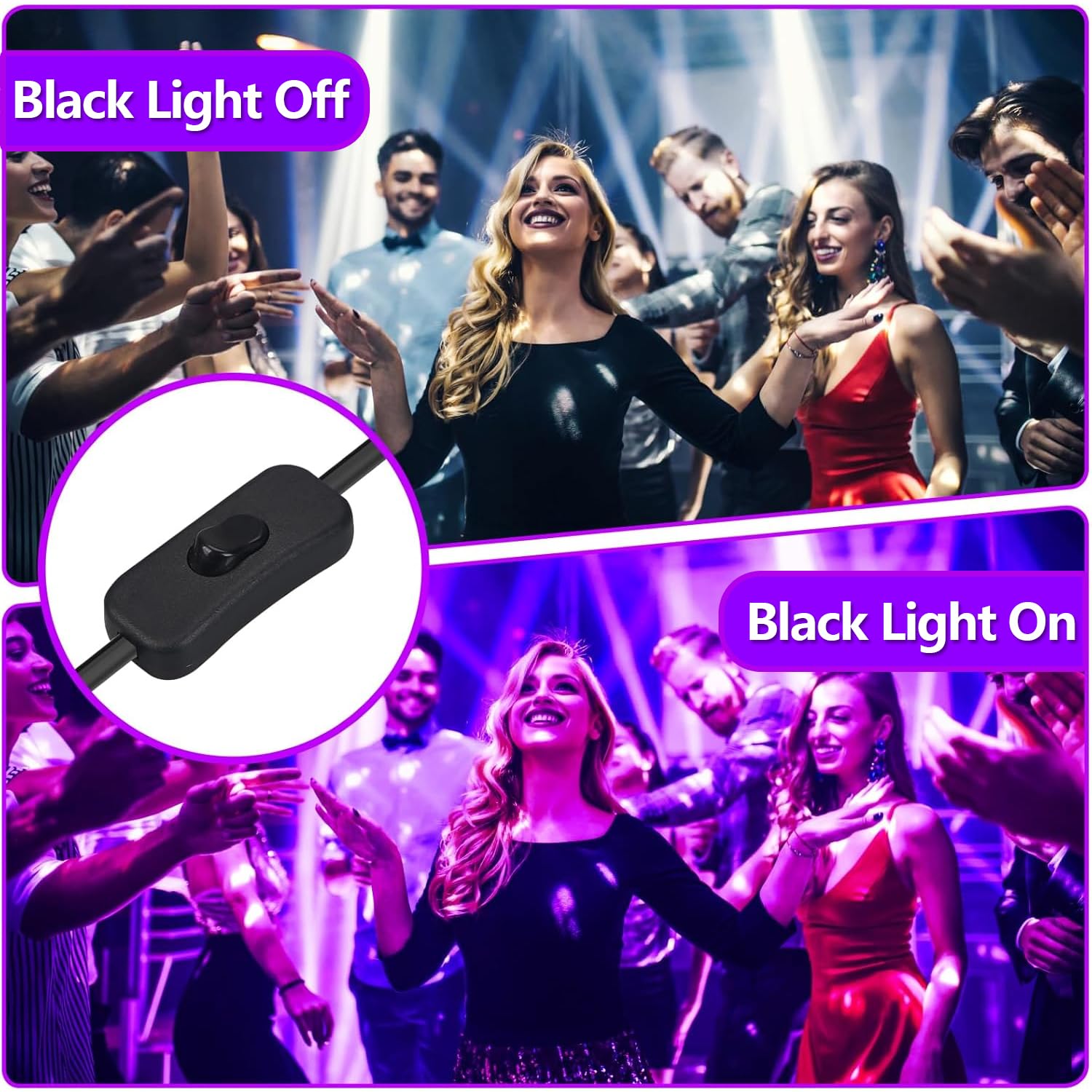 38W LED Black Light Bar - 2 Pack UV Blacklight for Glow Party, Halloween, Game Room & Body Paint - 120° Wide Beam Angle with Switch & Plug - Perfect for Nightclubs, Bedroom Decor & Neon Themed Events