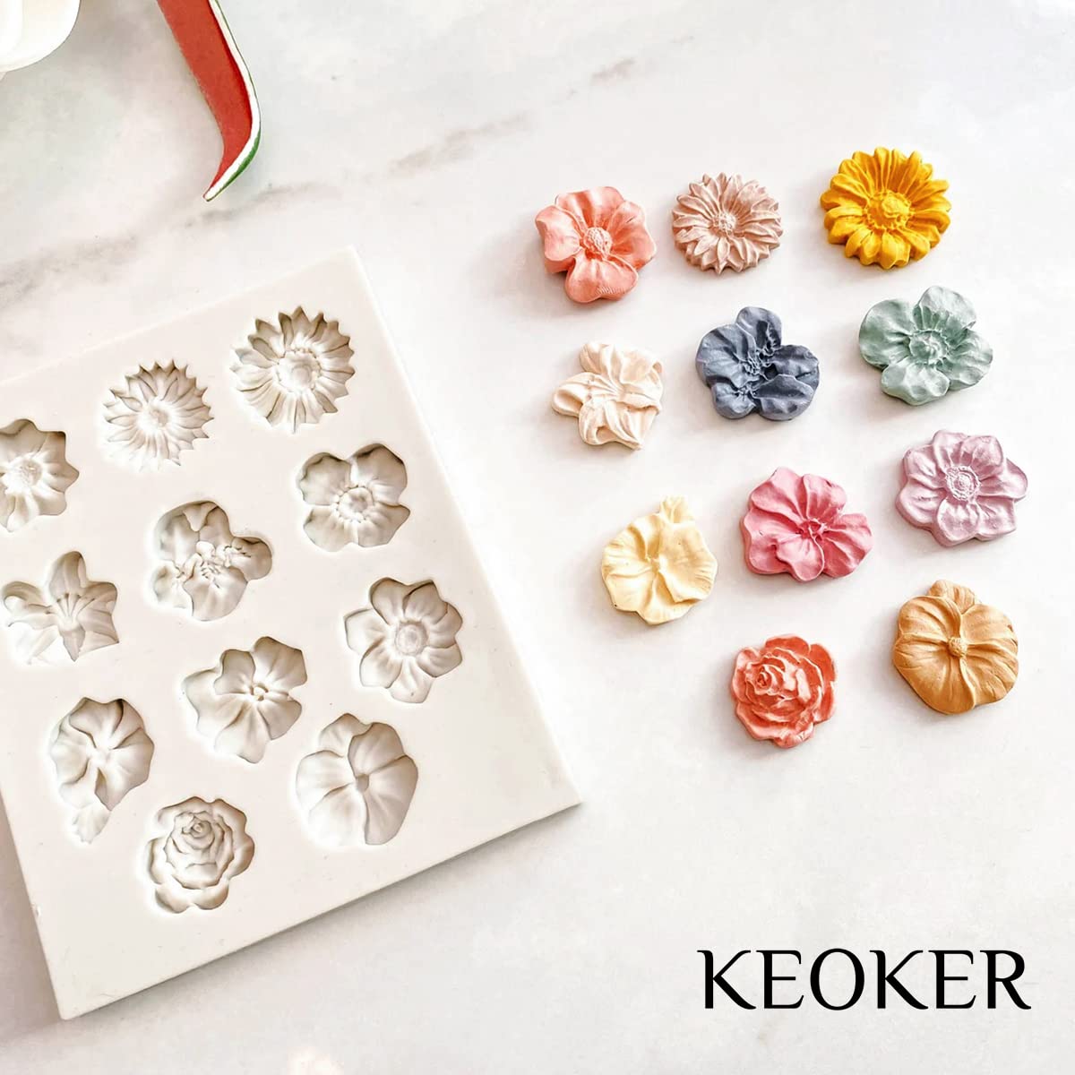 Keoker Medium Flower Polymer Clay Molds - 1 Piece for DIY Jewelry Making, Earrings Decoration & Craft Projects - Perfect for Handmade Earrings, Pendants & Resin Art Creations