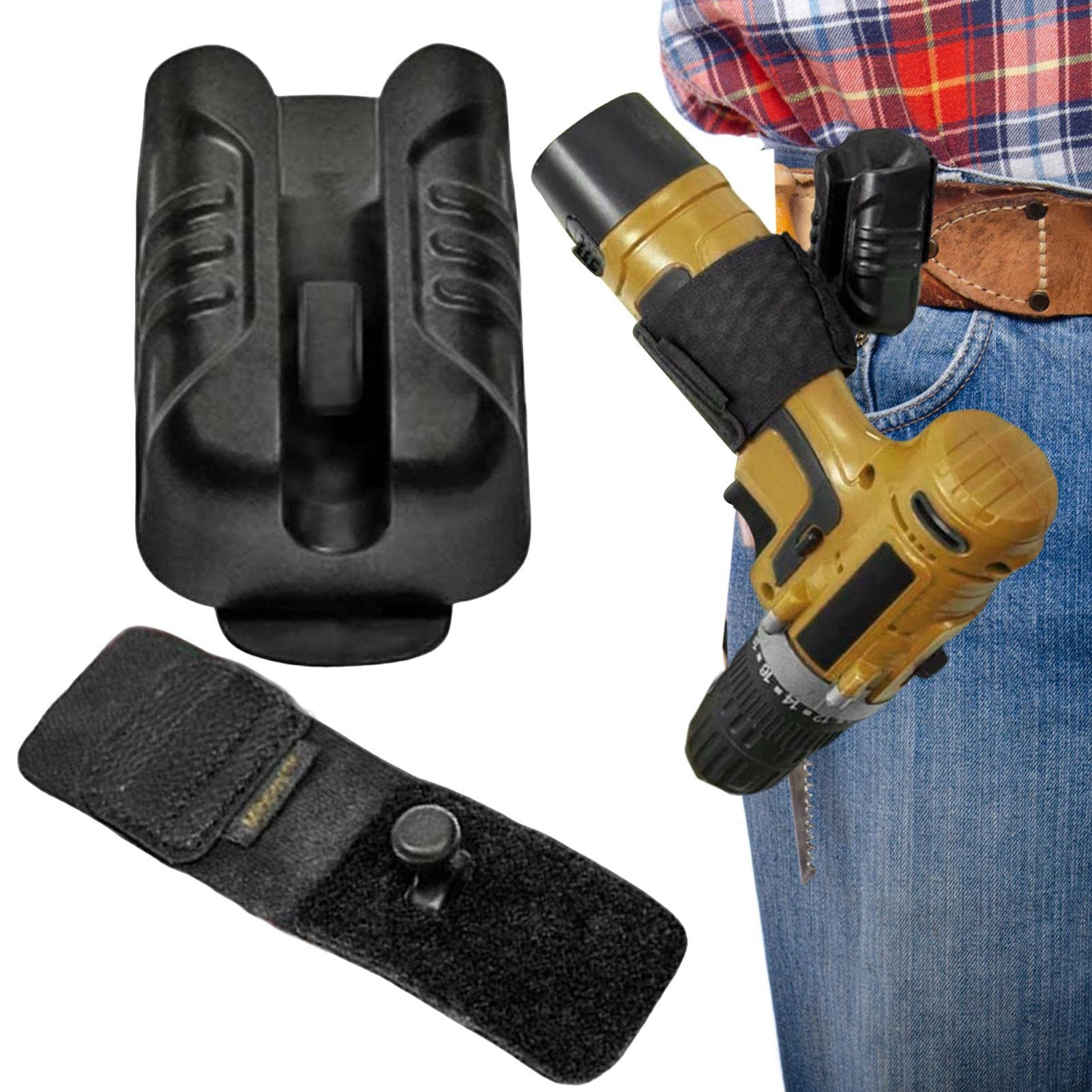 Anloximt 2-Piece Drill Holster & Hammer Holder Set - Heavy Duty Belt Tool Holster for Drill Driver, Multitool & Pneumatic Tools - Perfect for Construction, DIY Projects & Professional Worksites
