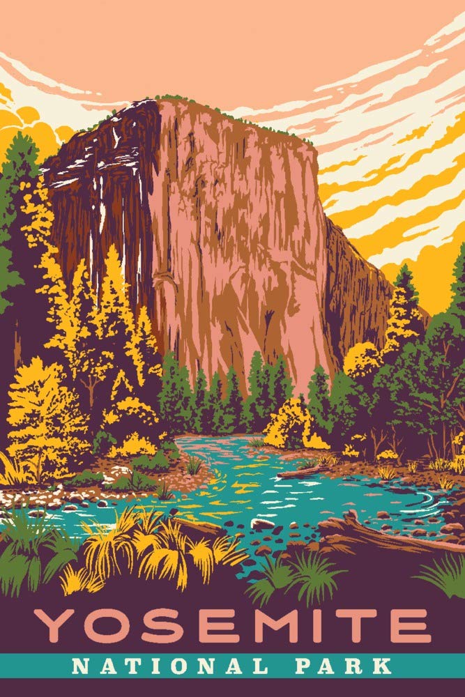 Yosemite National Park California Explorer Series 109462 - 24x36 Signed Art Print Wall Decor Poster | National Park Photography, Nature Wall Art for Living Room, Office & Home Decor