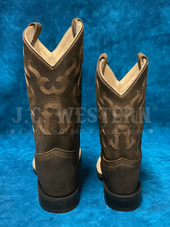 Old West BSC1904 BSY1904 Kids Square Toe Western Boots - Dark Brown Cowboy Boots for Boys & Girls - Perfect for Rodeo, Horse Riding & Western Style Outfits