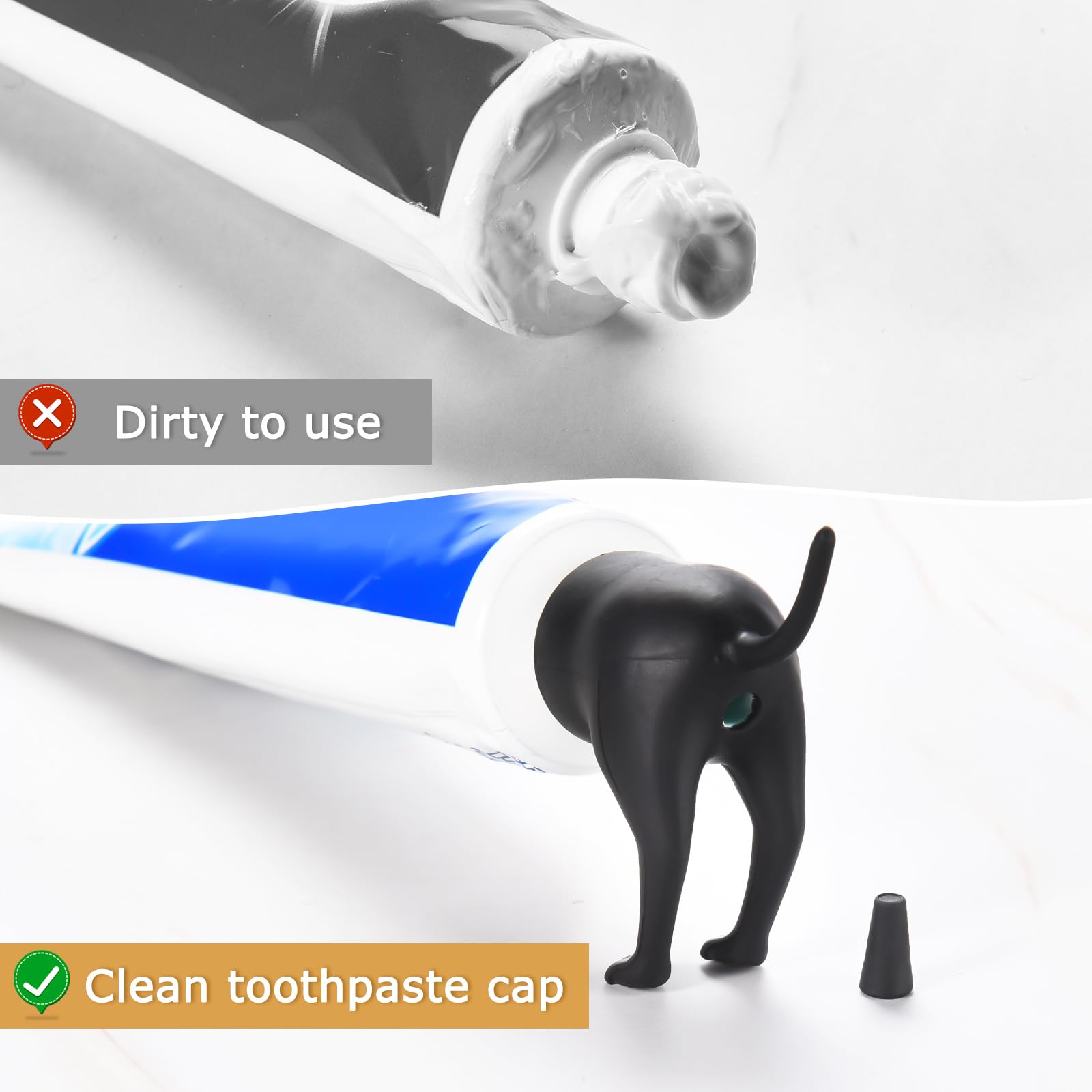 2 Pack Silicone Dog Butt Toothpaste Toppers - Fun Dog Toothpaste Dispenser for Bathroom Accessories & Pet Gifts - Perfect for Family, Friends & Pet Lovers (Great for Brushing Dog Teeth & Funny Bathroom Decor)