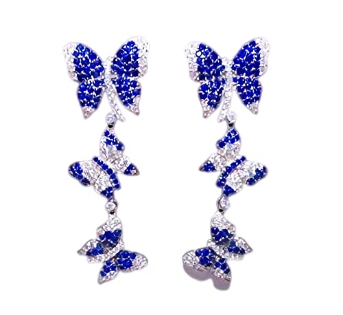 Luxury Cubic Zirconia Butterfly Earrings for Women - 18K White Gold Plated Silver Jewelry - Perfect Anniversary & Birthday Gift for Her - Elegant Party & Wedding Accessories
