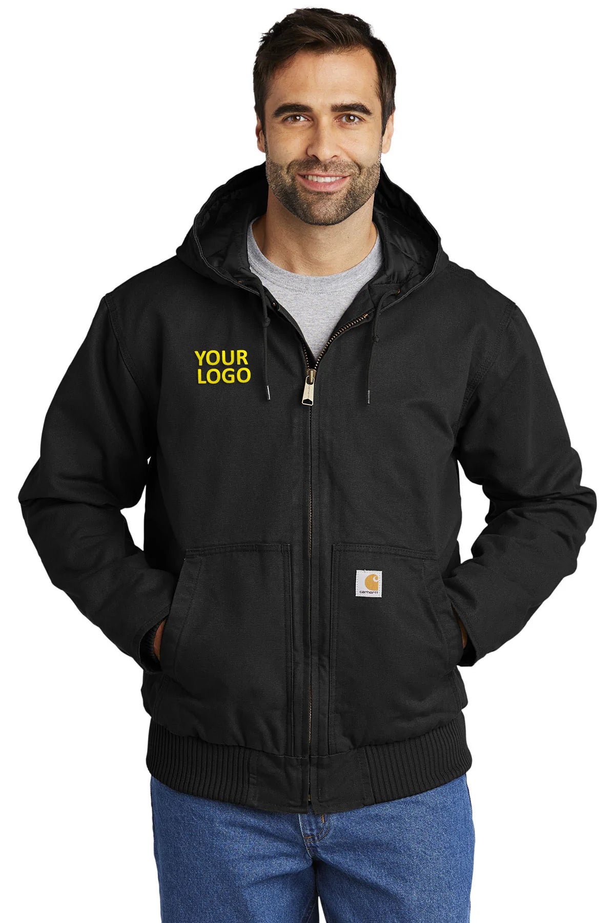 Carhartt Men's Tall Washed Duck Work Jacket - Durable Black Canvas Utility Coat for Construction, Farming & Outdoor Workwear