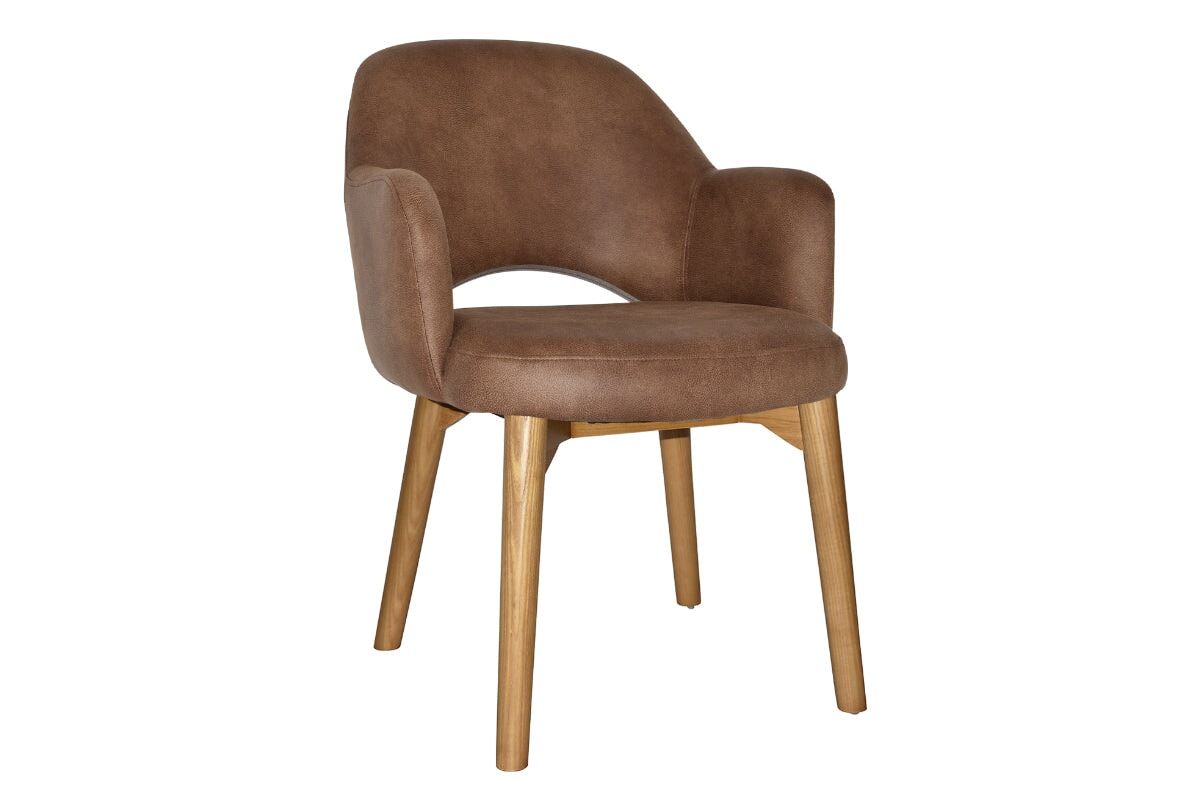 EZ Hospitality Cairo Indoor Armchair with Light Oak Timber Base - 4-Leg Modern Dining Chair for Living Room, Bedroom & Office